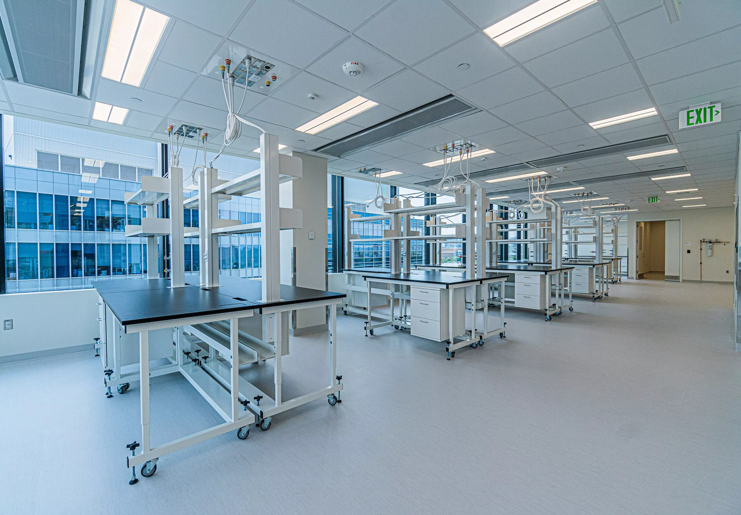 Interior view of lab tables