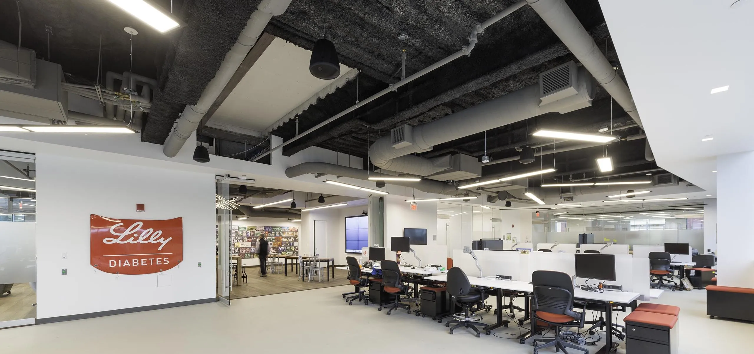 Interior view of the workspace at Eli Lilly