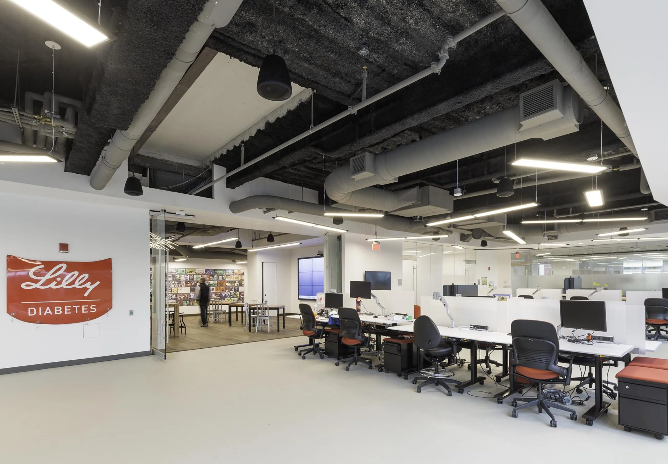 Interior view of the workspace at Eli Lilly