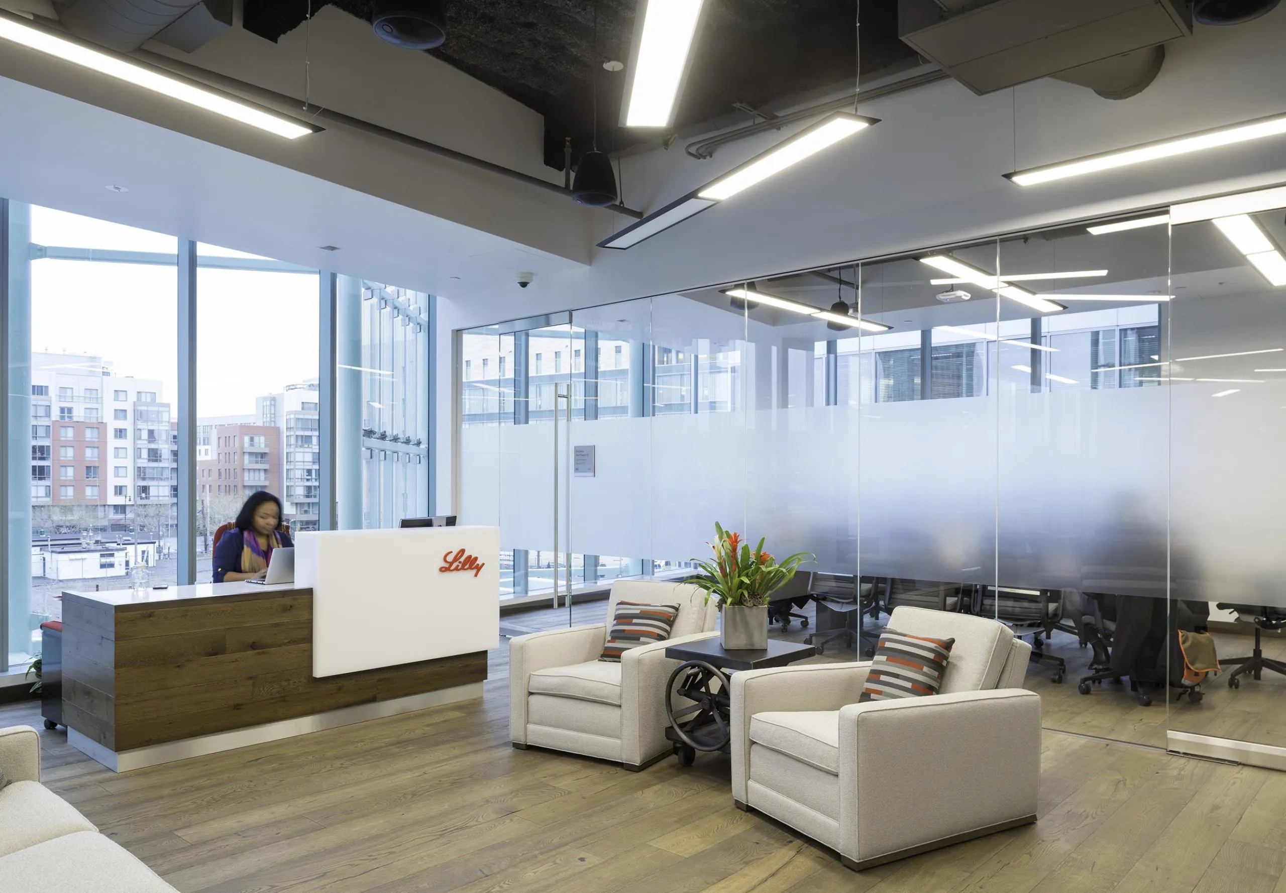 Interior view of the workspace at Eli Lilly