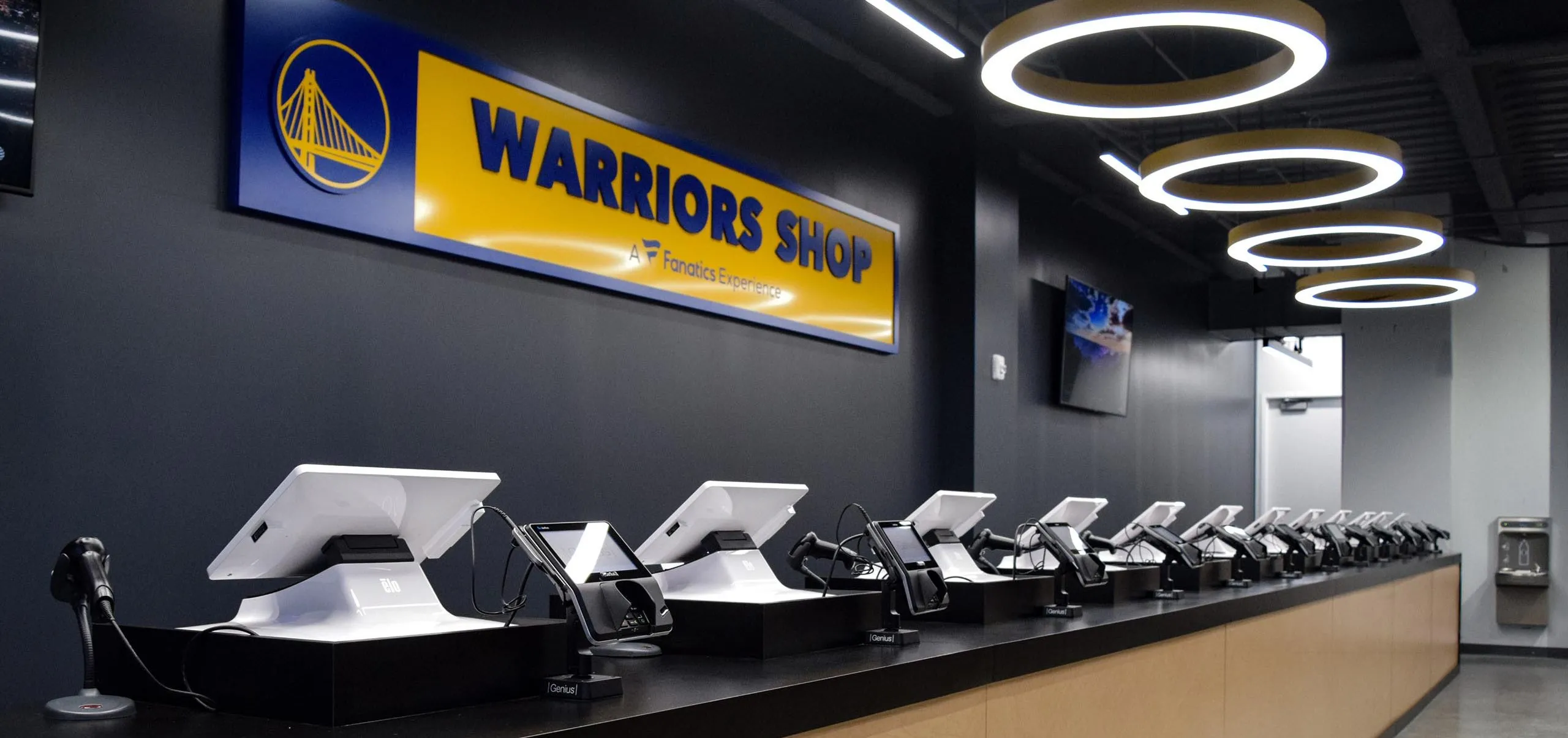 Checkout stations at Warriors Shop