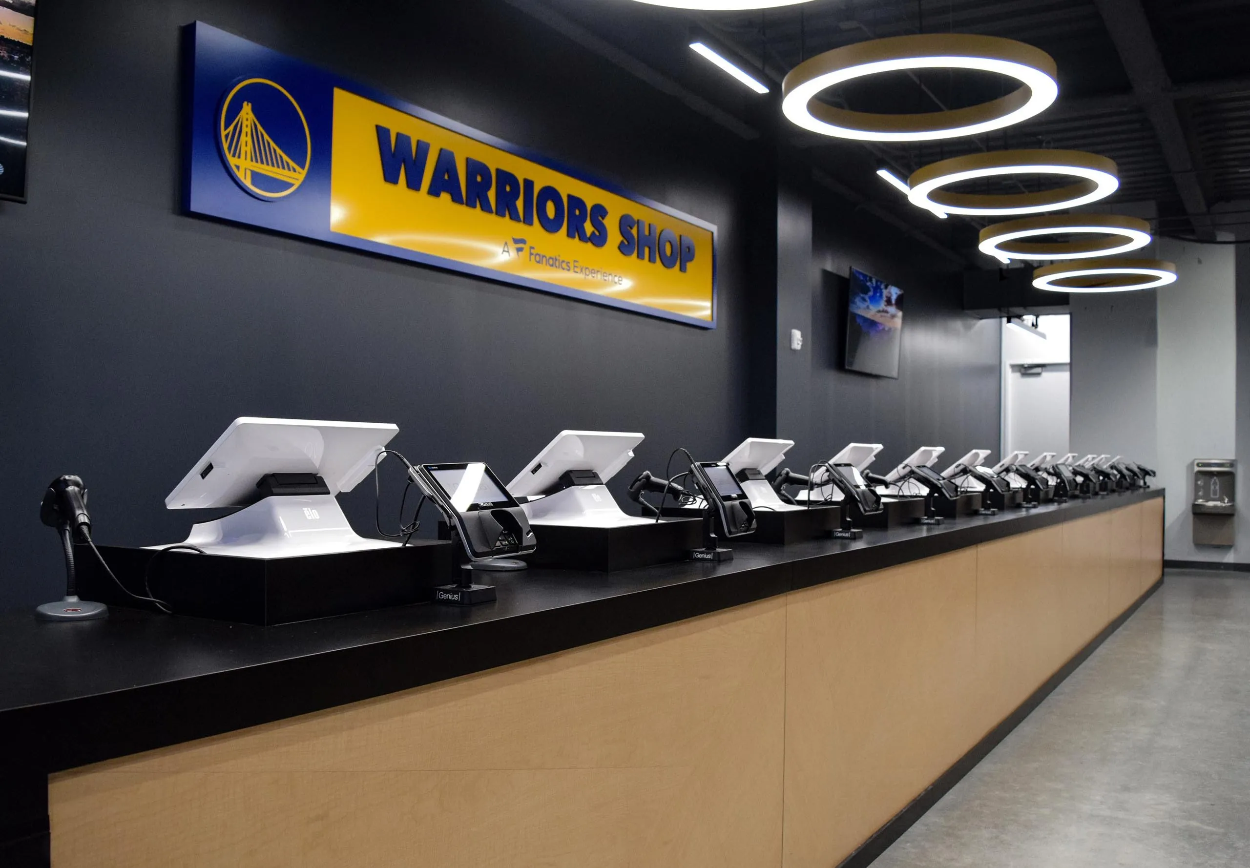 Checkout stations at Warriors Shop