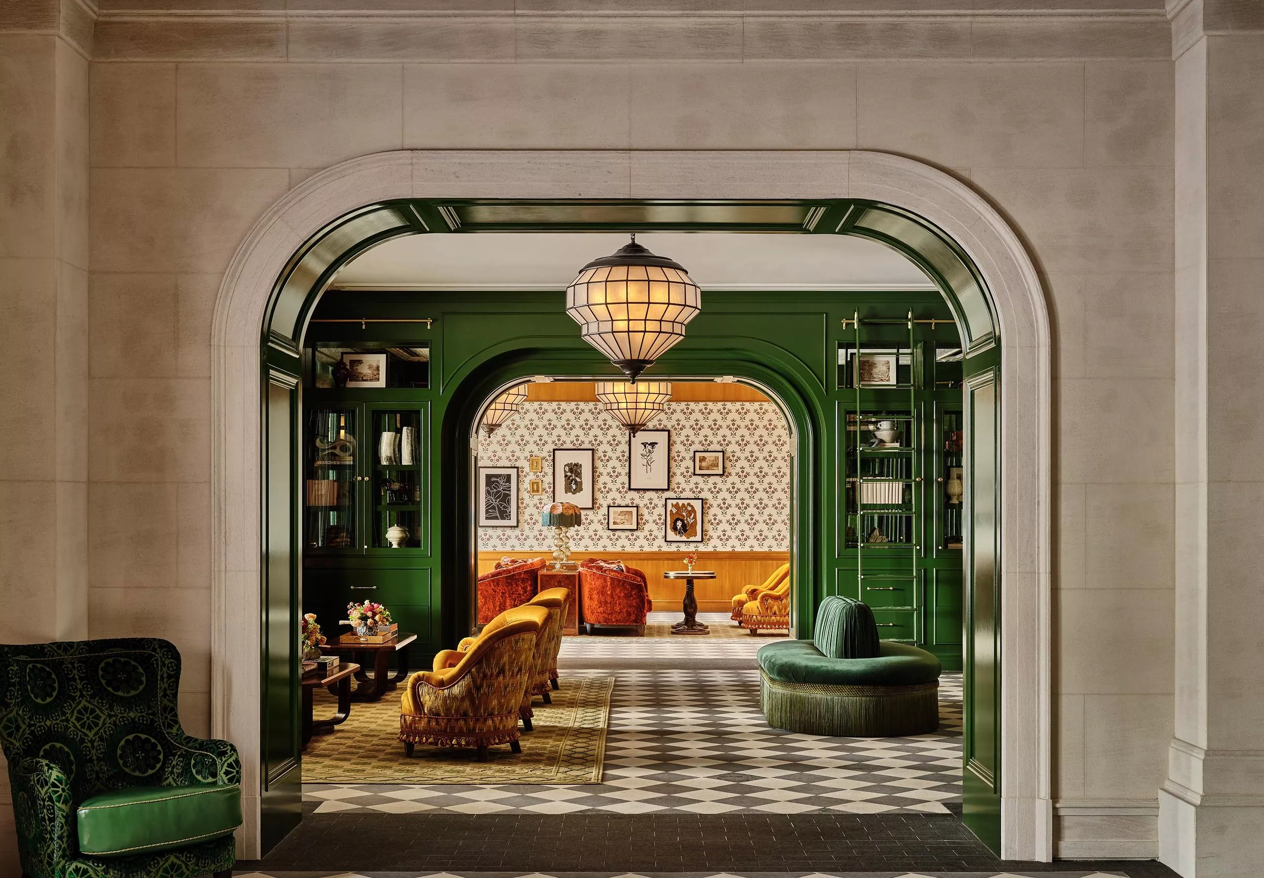 Interior view of the lobby at the Four Seasons Hotel Boston