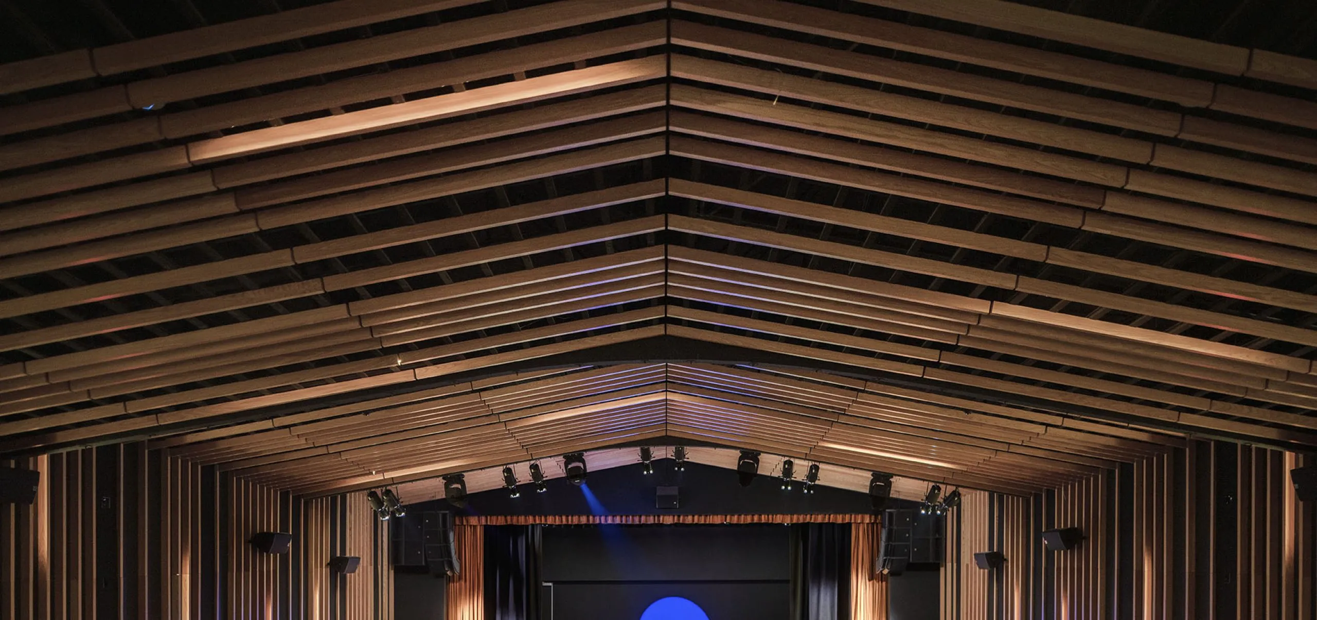 View from the back of auditorium in Glorya Kaufman Performing Arts Center