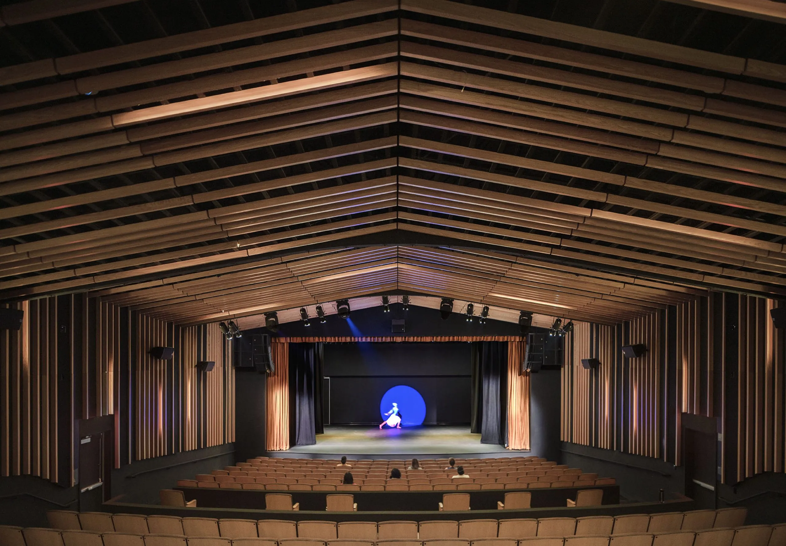 View from the back of auditorium in Glorya Kaufman Performing Arts Center