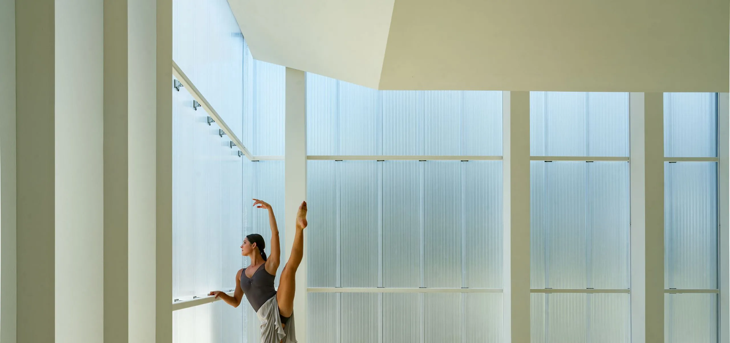 Ballerina practicing in Glorya Kaufman Performing Arts Center