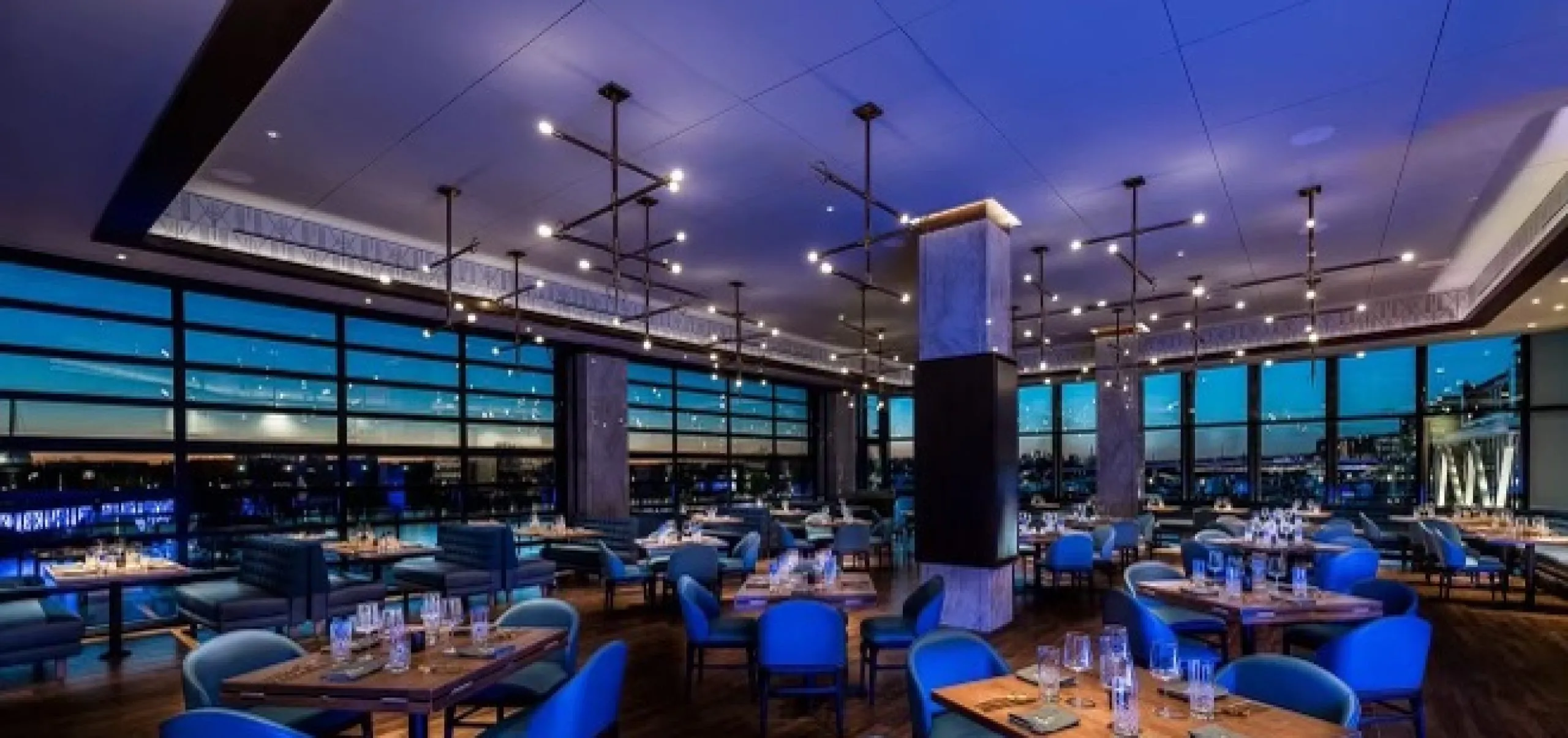 Interior view of the dining room at the Hilton Fort Lauderdale Marina Event Center