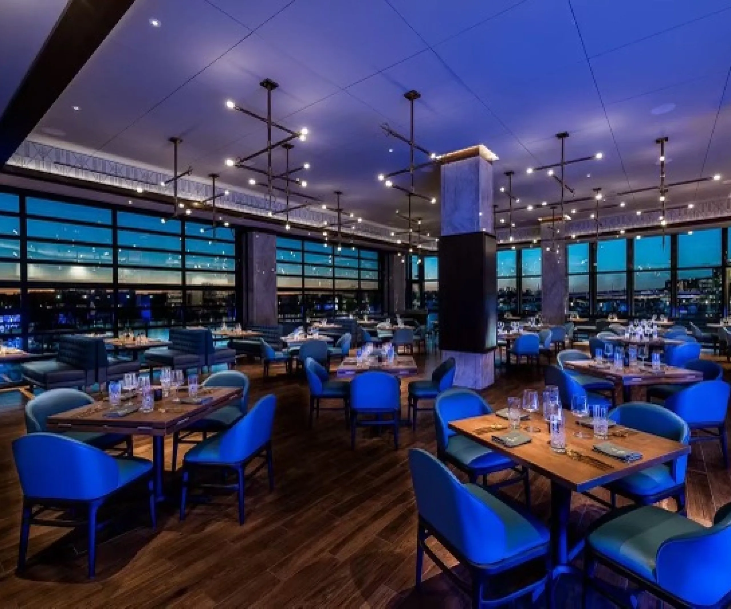 Interior view of the dining room at the Hilton Fort Lauderdale Marina Event Center