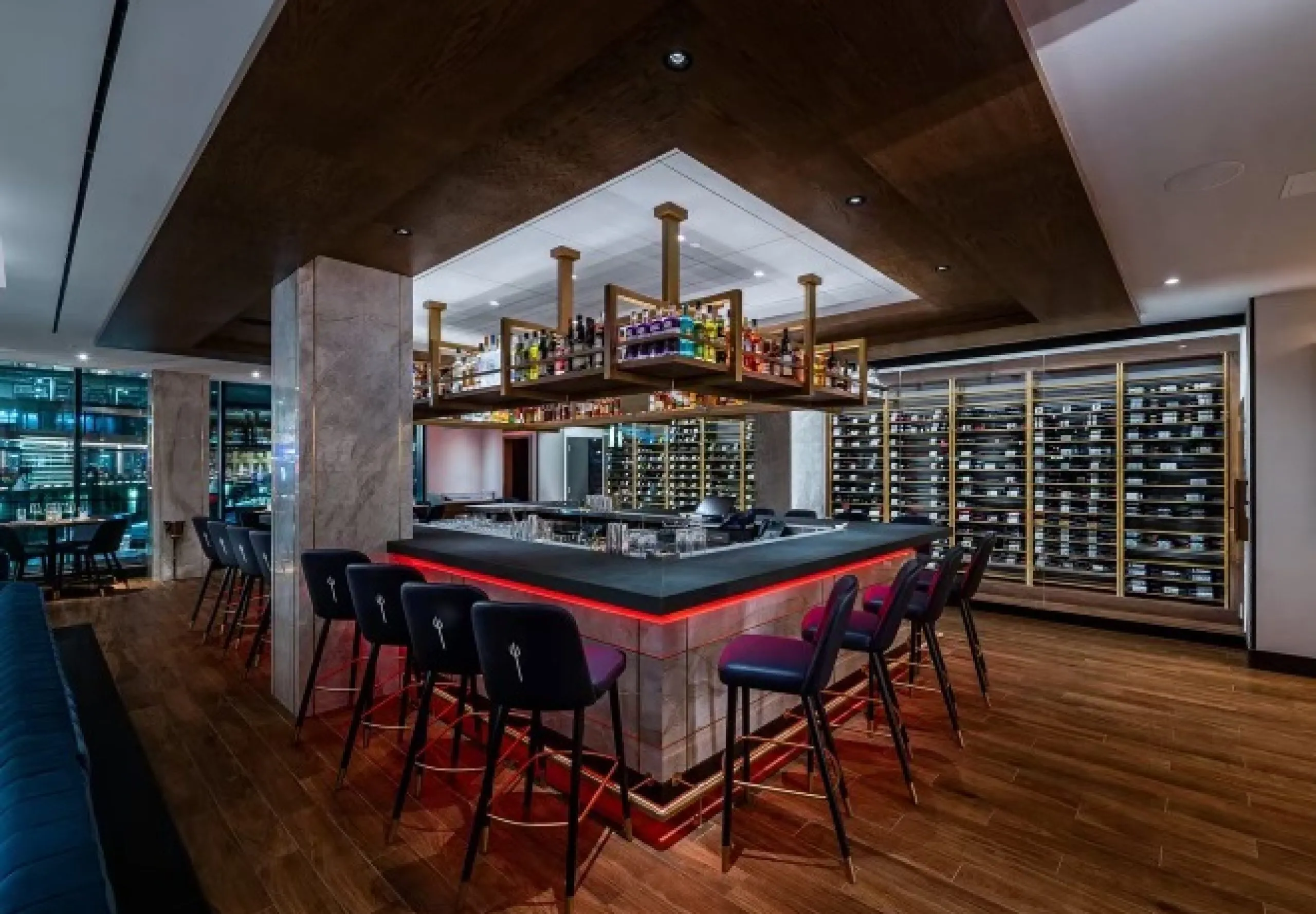 Interior view of a bar at the Hilton Fort Lauderdale Marina Event Center