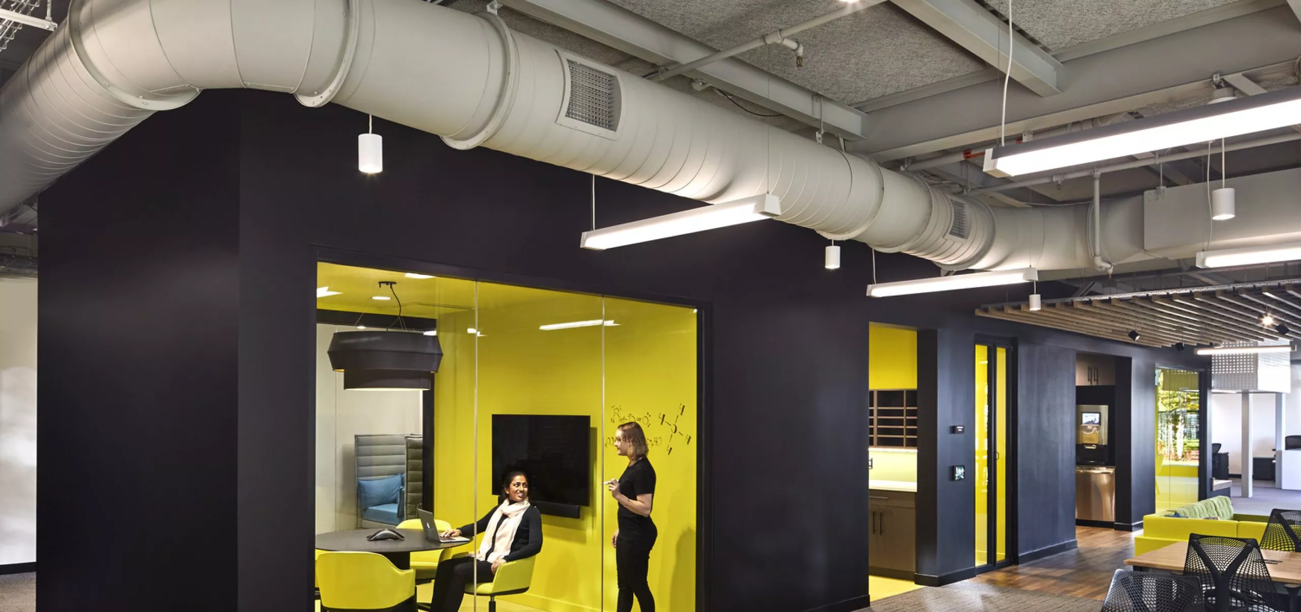 Interior view of office spaces at Harvard Business School Pagliuca Life Lab