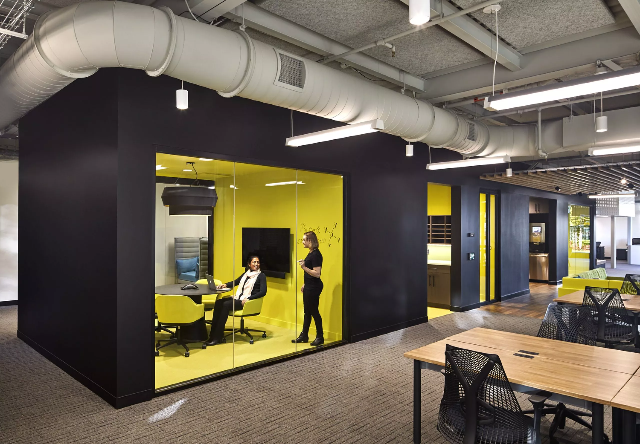 Interior view of office spaces at Harvard Business School Pagliuca Life Lab