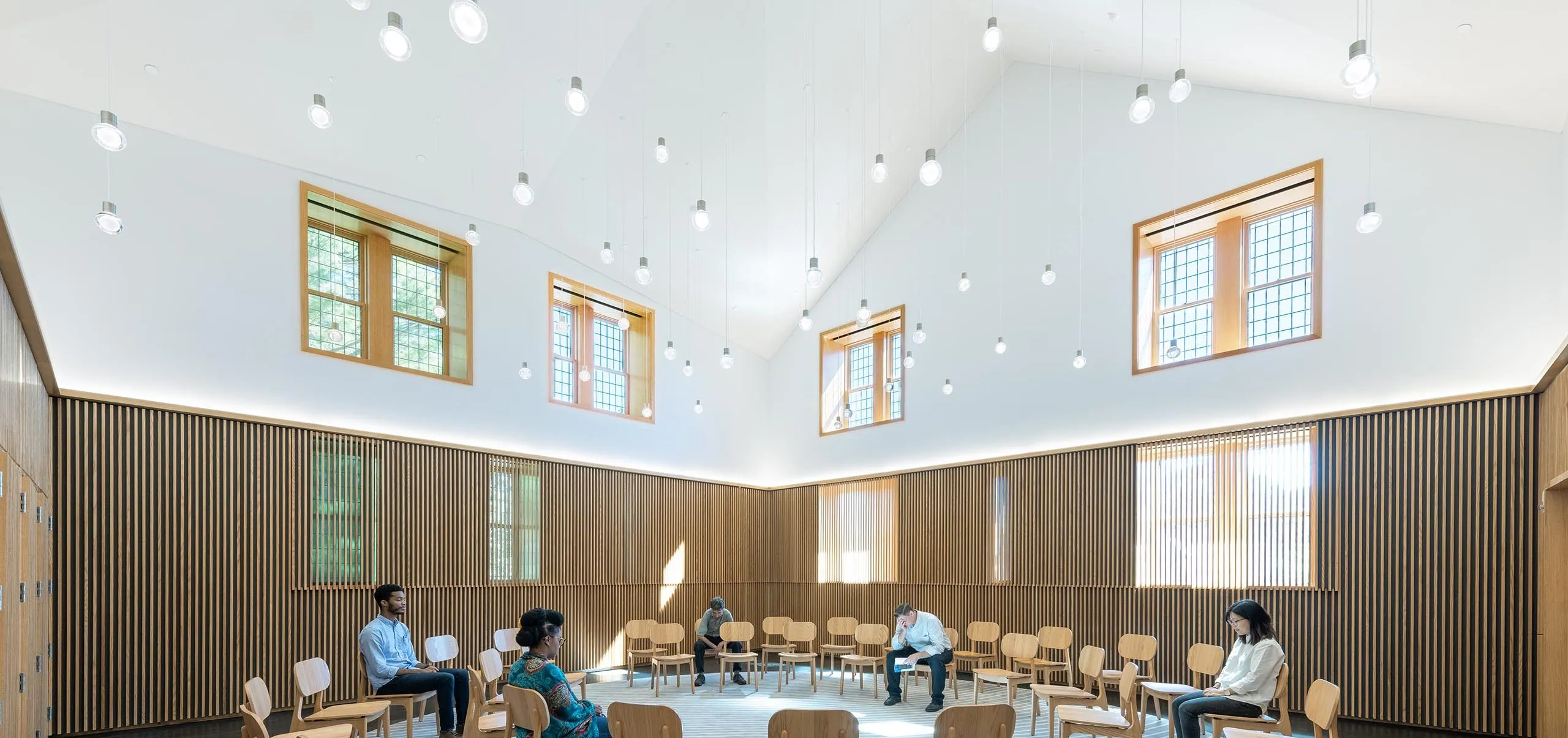 Chairs organized in a circle in Harvard Divinity School – Swartz Hall