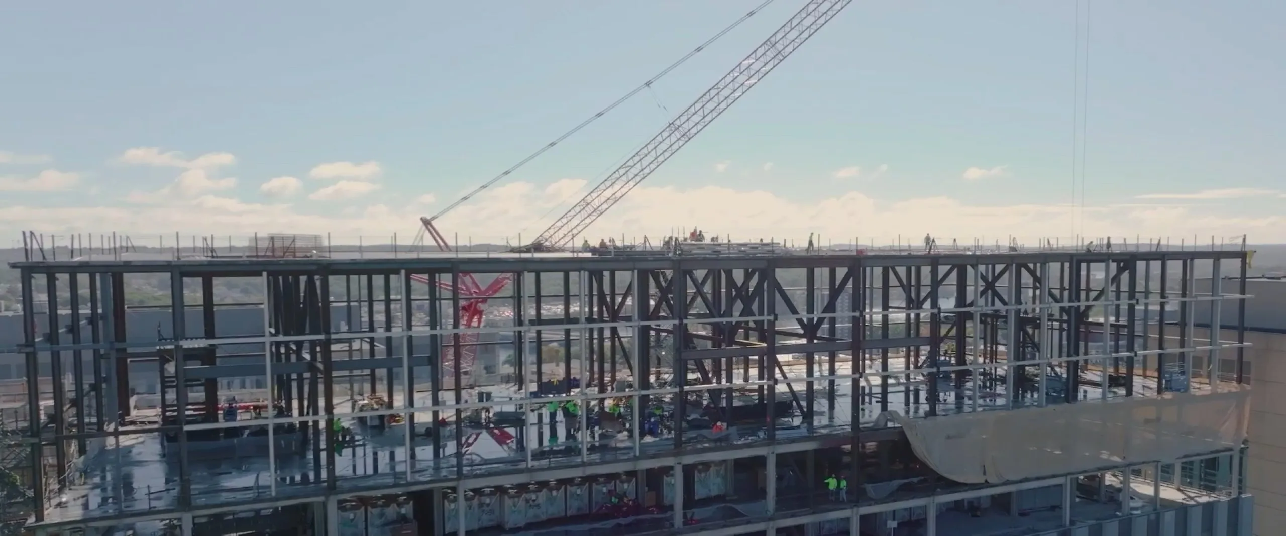 Panorama of Shawmut building under construction