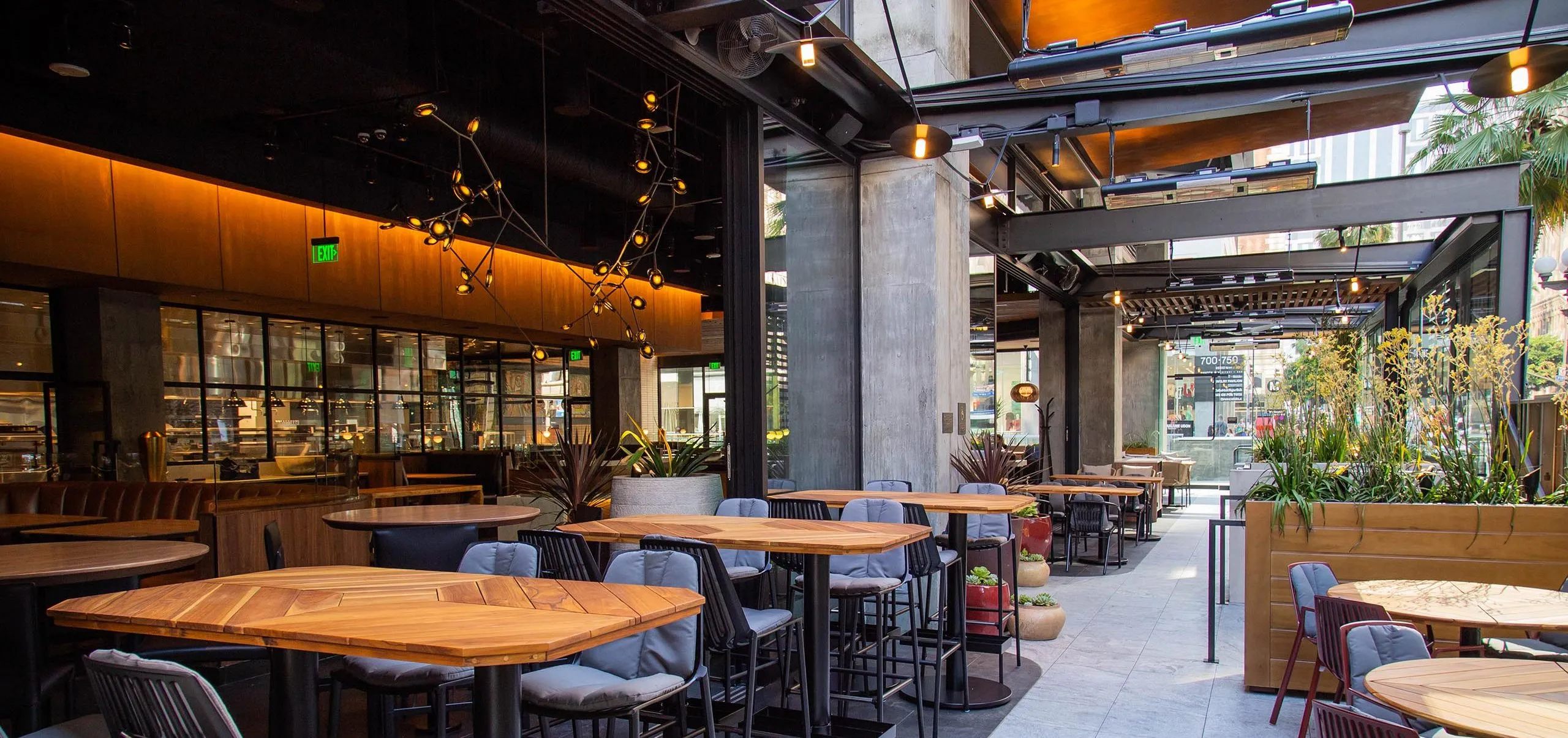 Interior view of the bar and dining room at Joey Restaurants