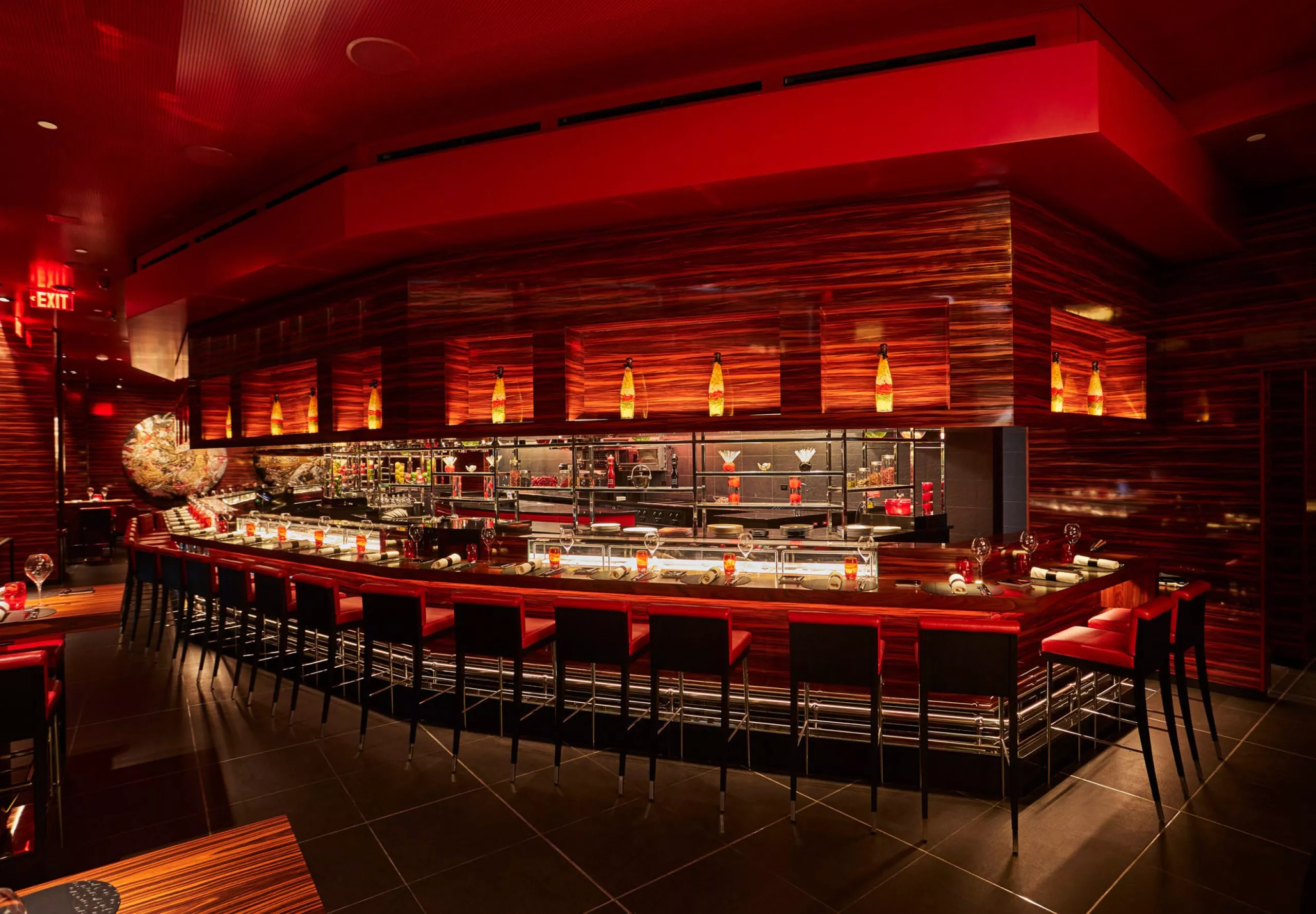 Interior view of the bar at L'Atelier de Joel Robuchon