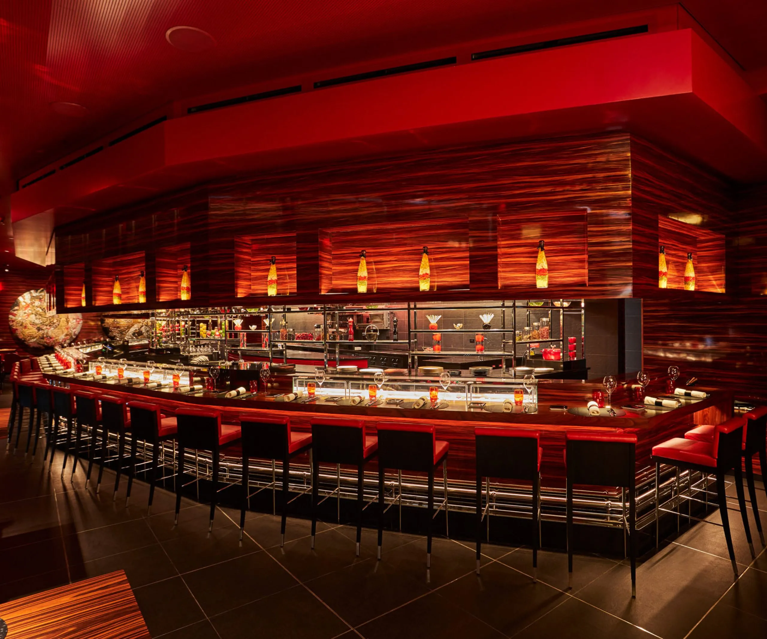 Interior view of the bar at L'Atelier de Joel Robuchon