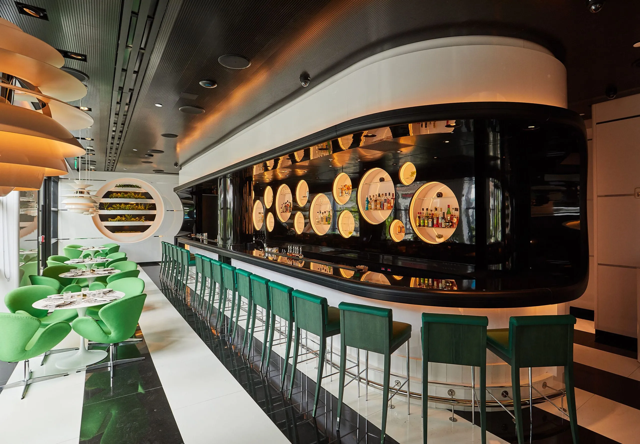 Interior view of the bar at L'Atelier de Joel Robuchon