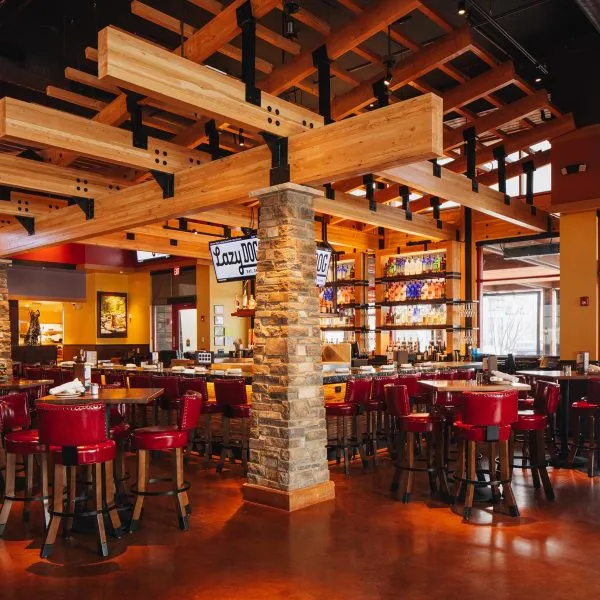 Interior view of Lazy Dog restaurant bar