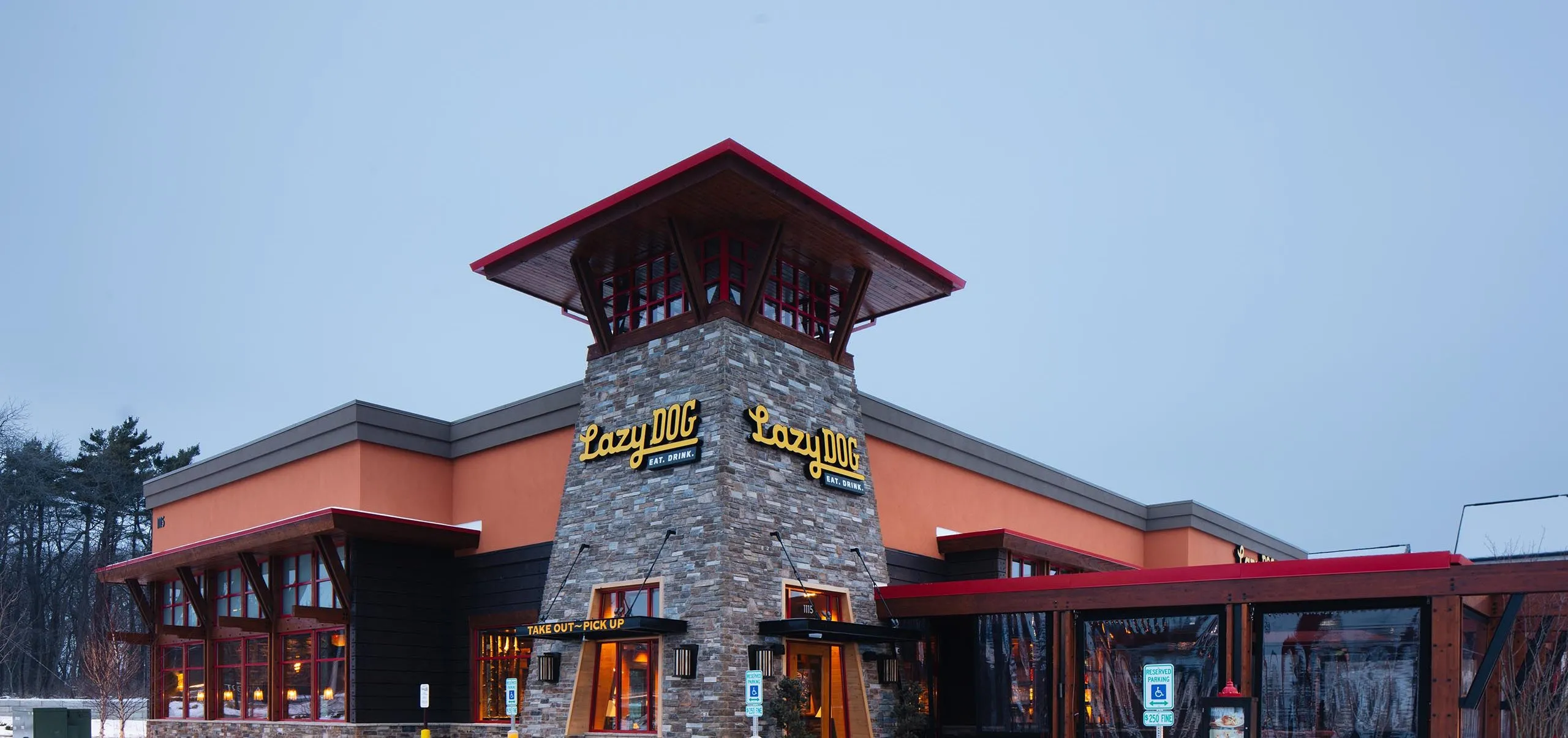 Exterior view of Lazy Dog restaurant