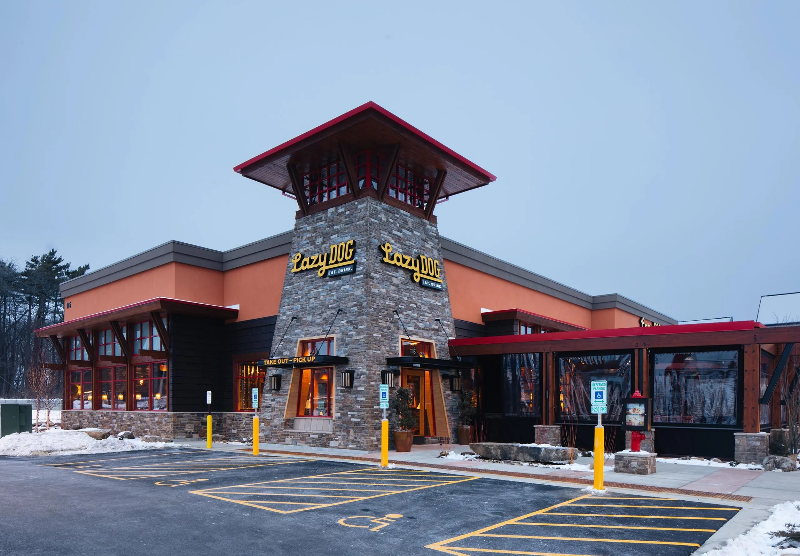 Exterior view of Lazy Dog restaurant