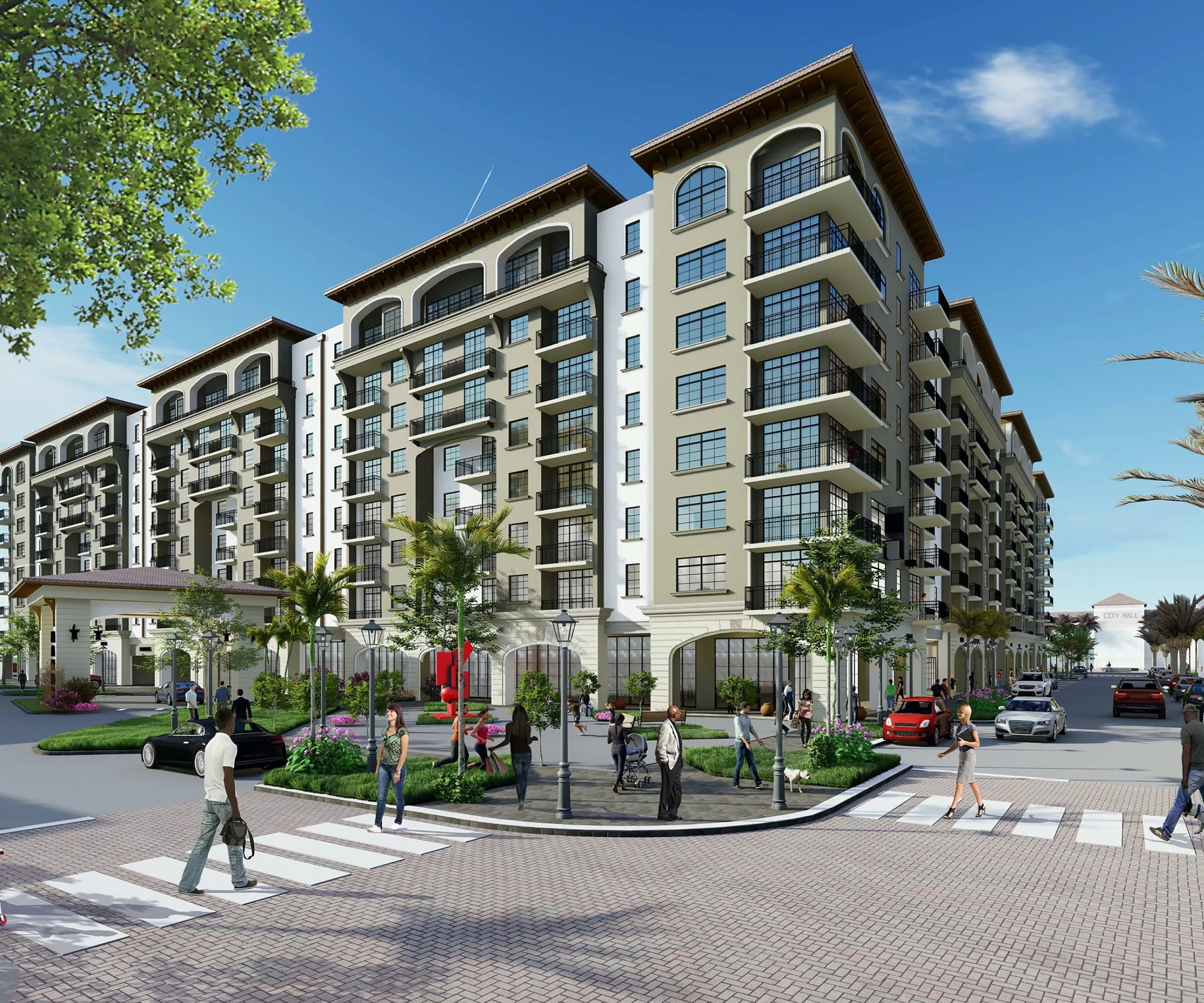 rendering of the exterior view of the Manor Miramar building