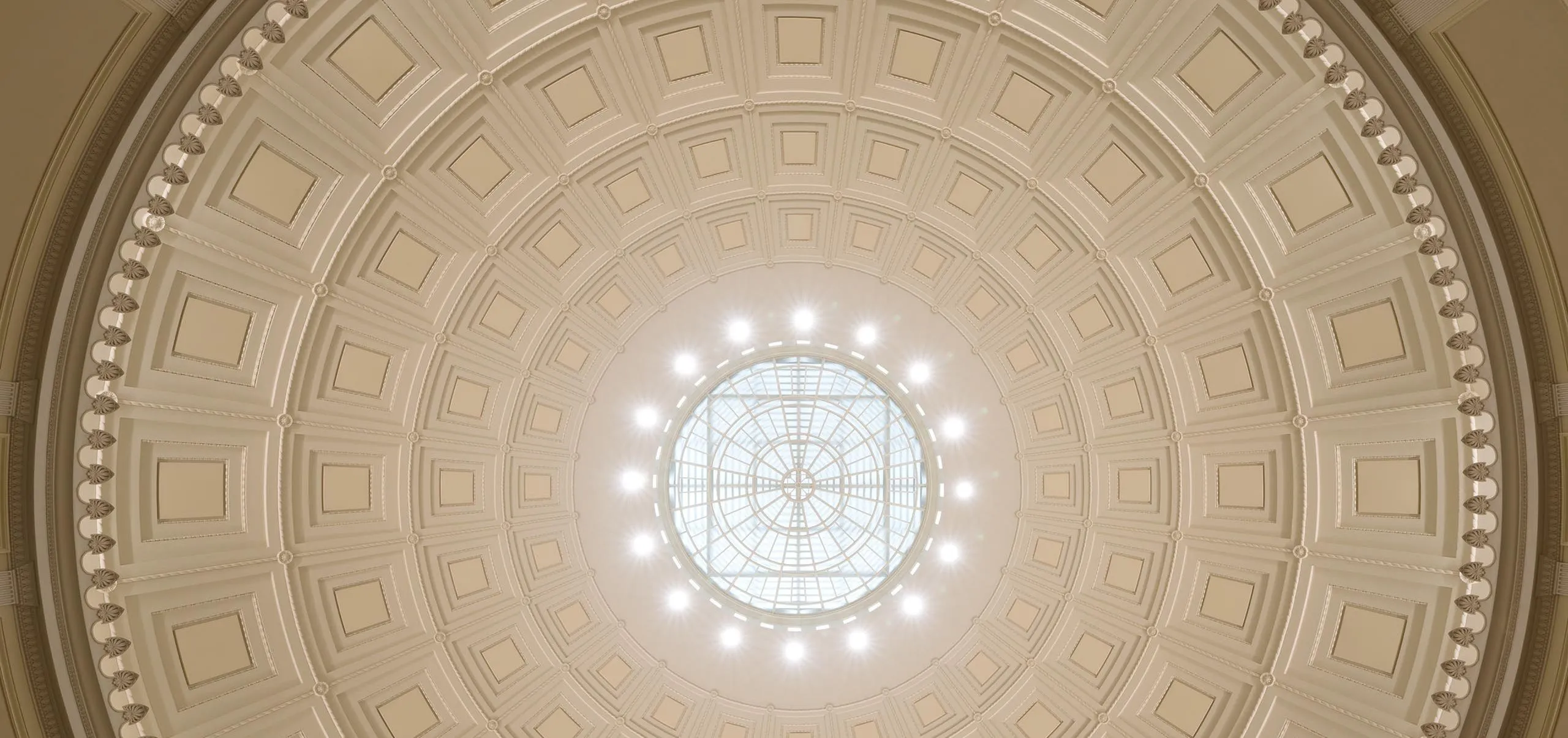 a dome ceiling with a light in the center