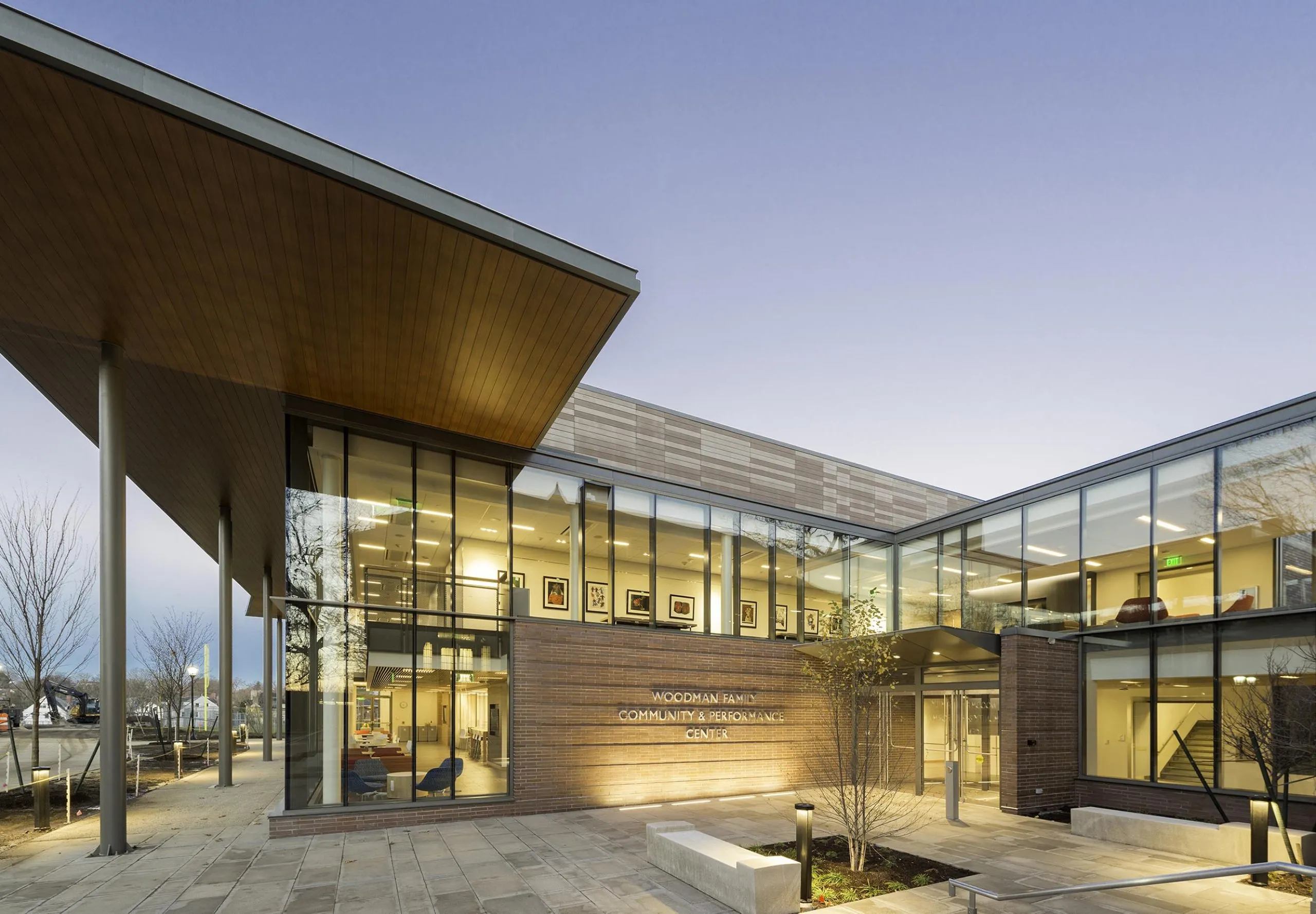 exterior view Moses Brown School Woodman Family Community and Performance Center building