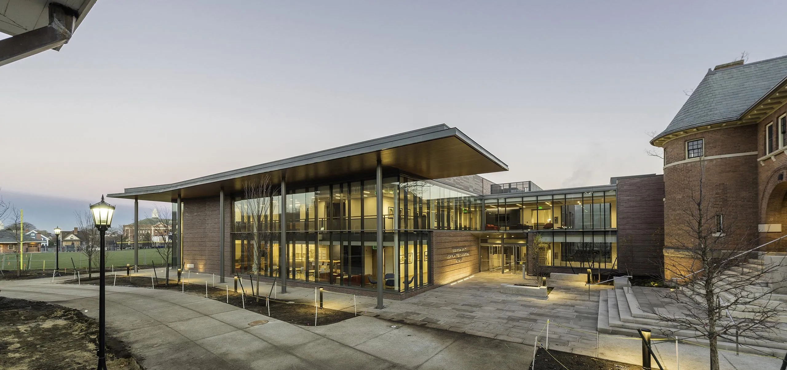 exterior view Moses Brown School Woodman Family Community and Performance Center building