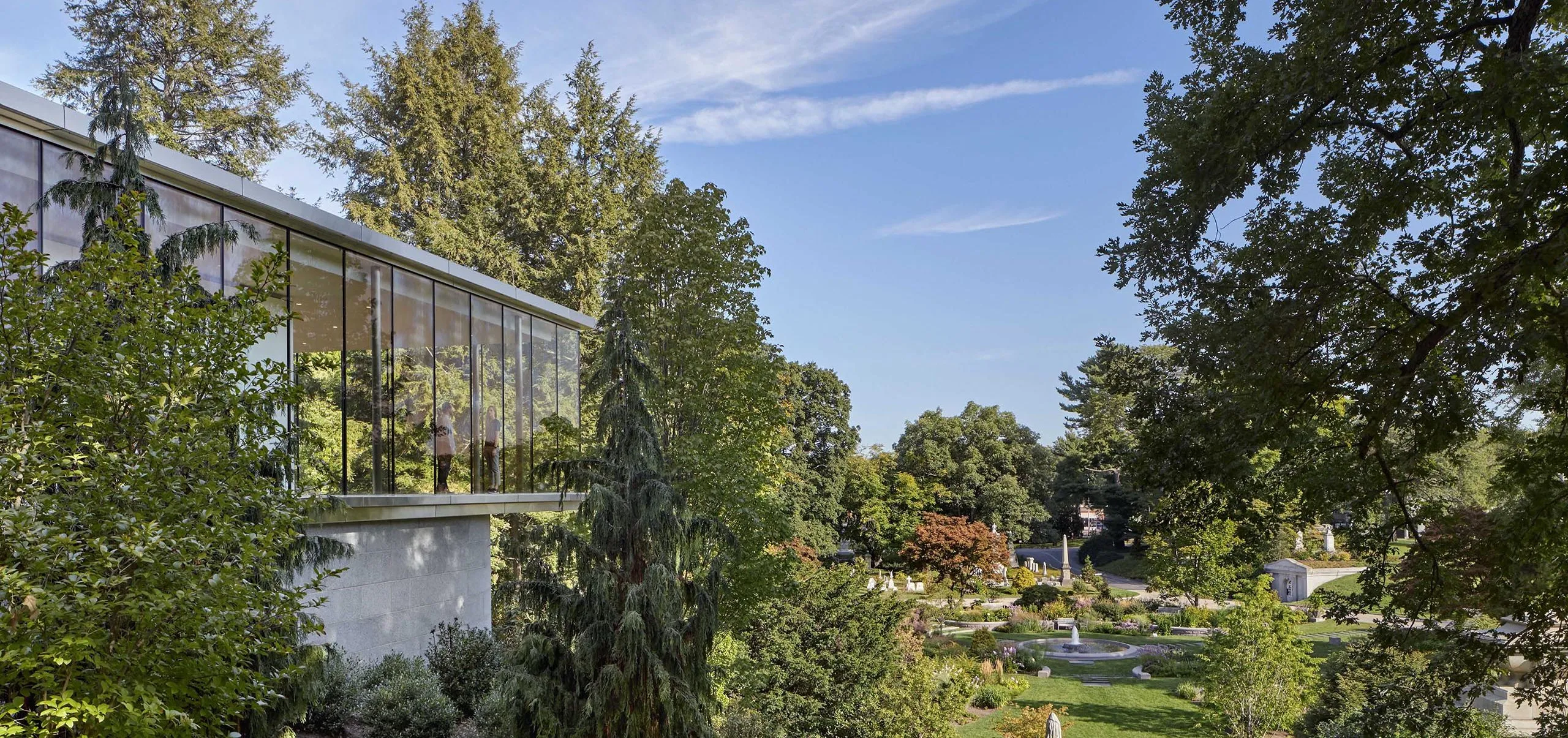 Garden and exterior view of Bigelow Chapel