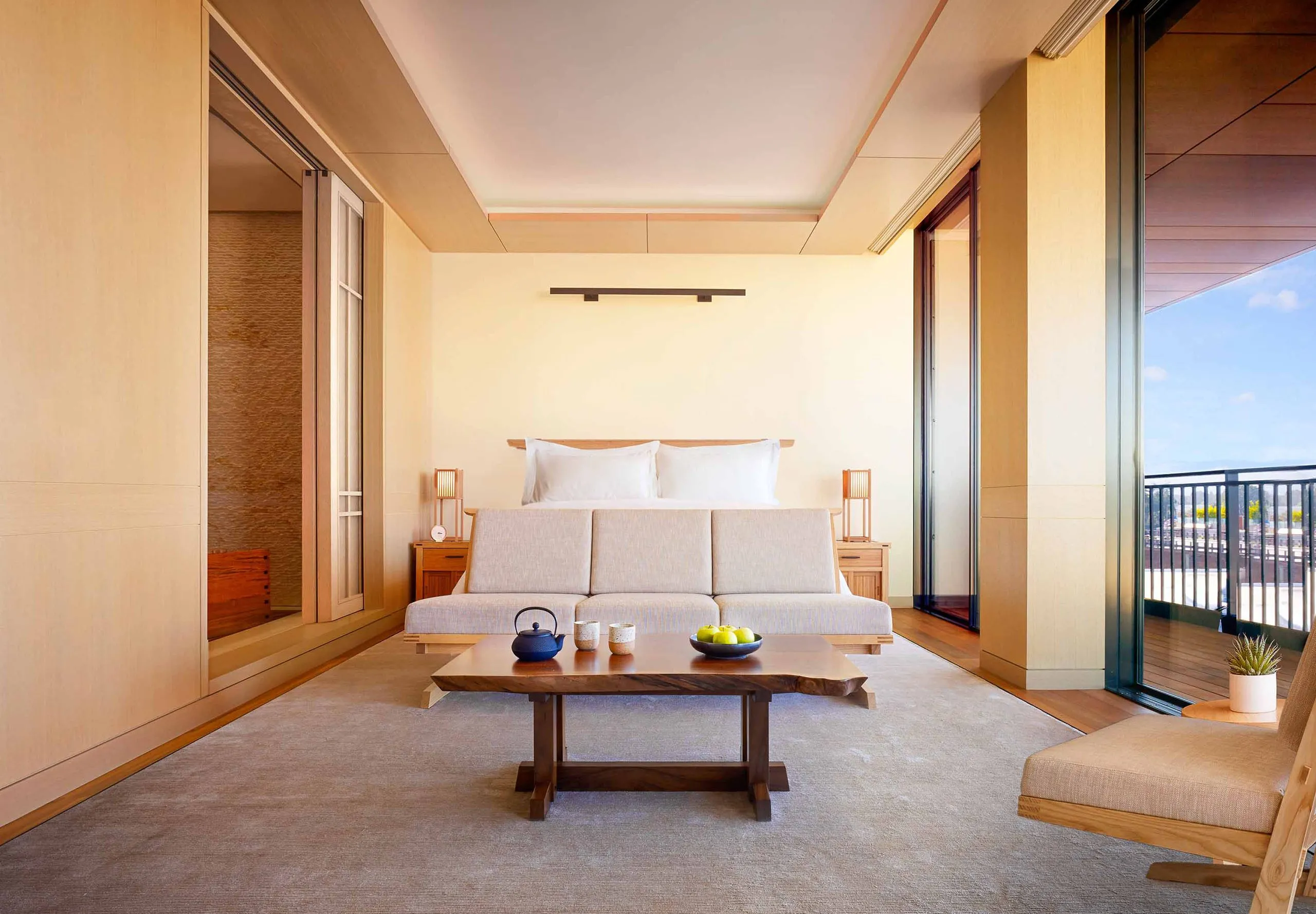 Interior view of a hotel room at Nobu Hotel Palo Alto