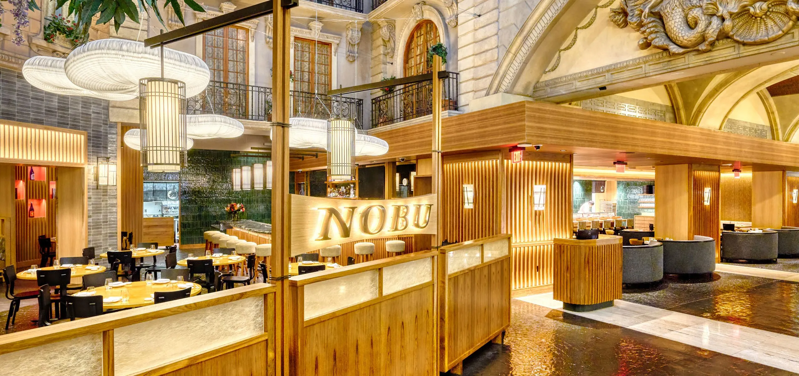 Interior view of the dining room at Nobu