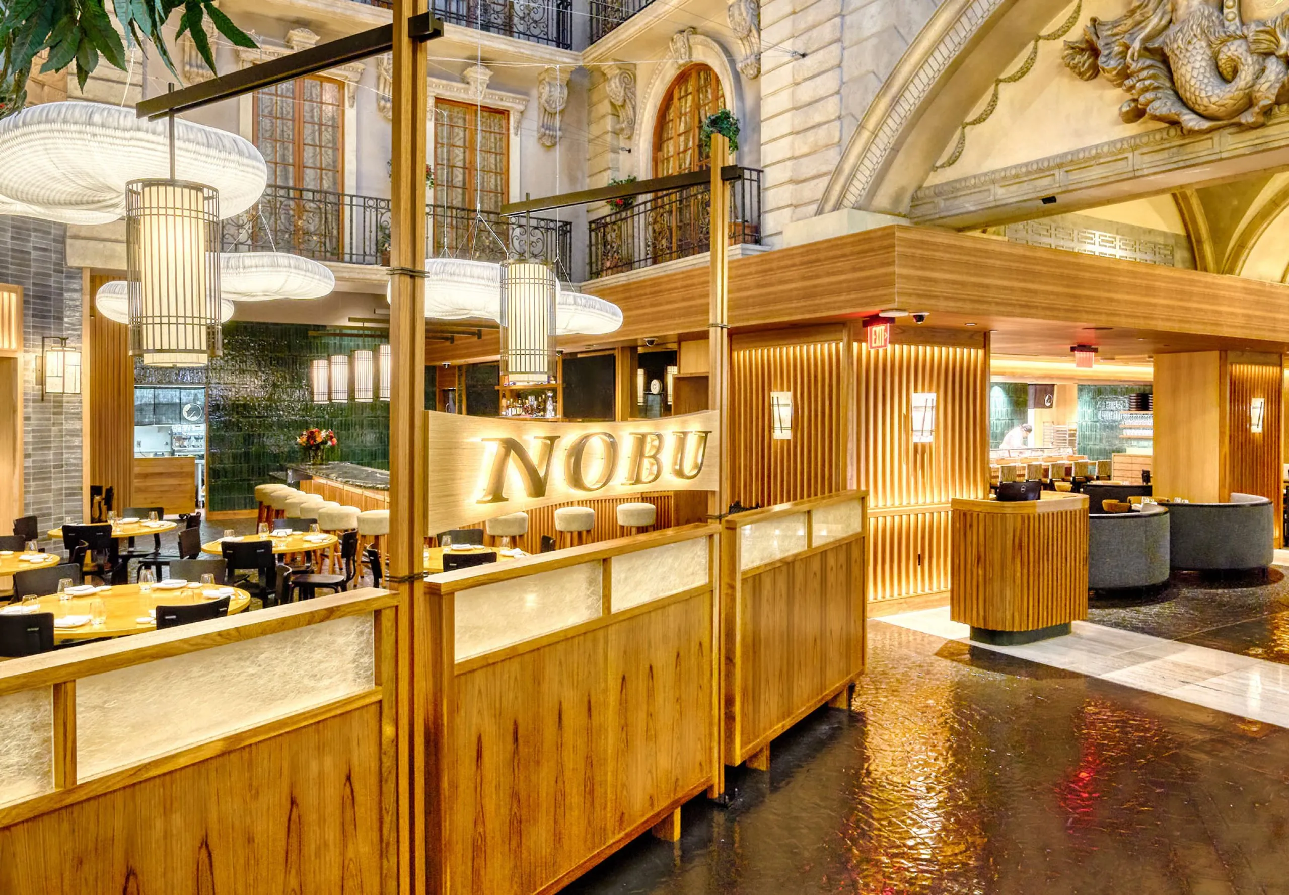 Interior view of the dining room at Nobu