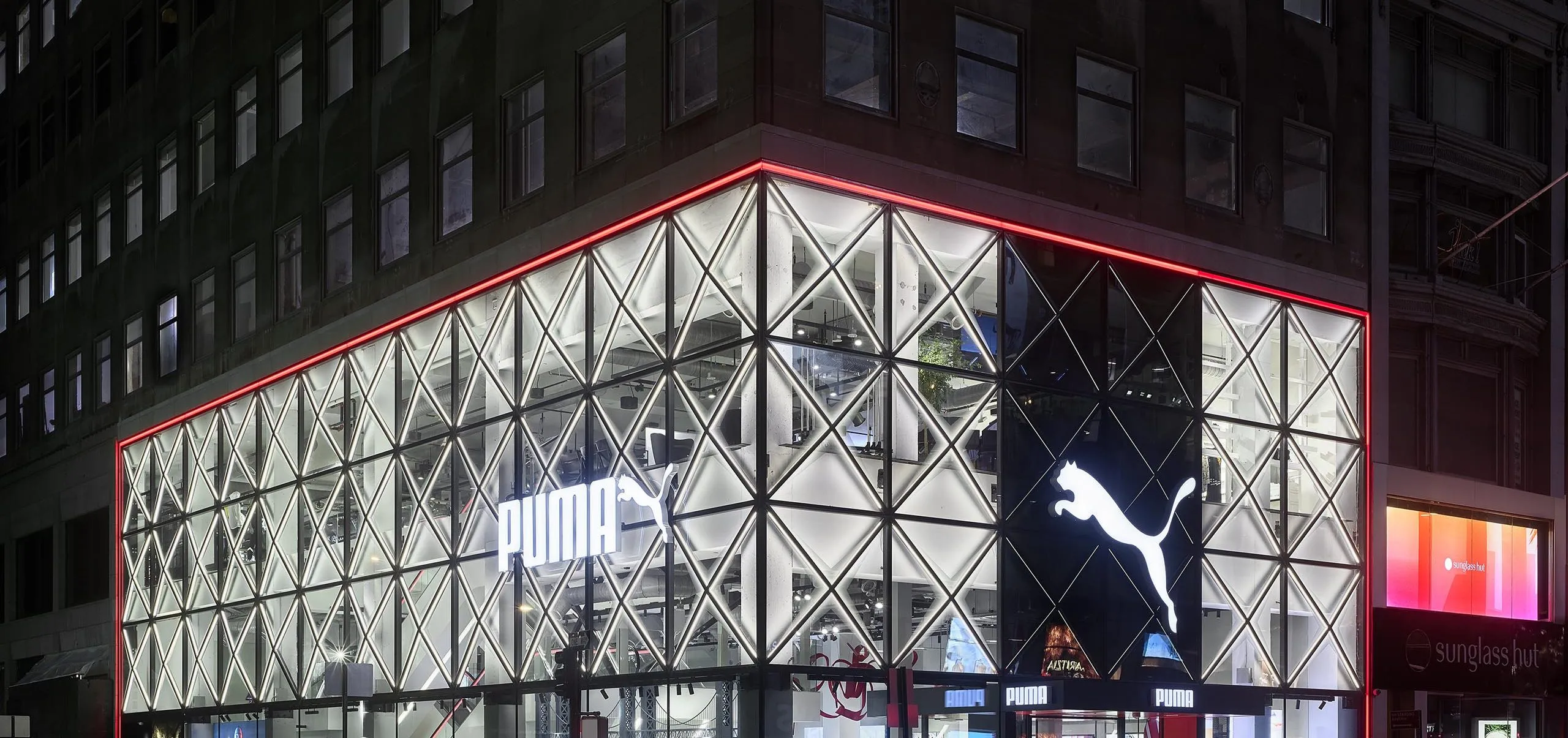 PUMA exterior at night