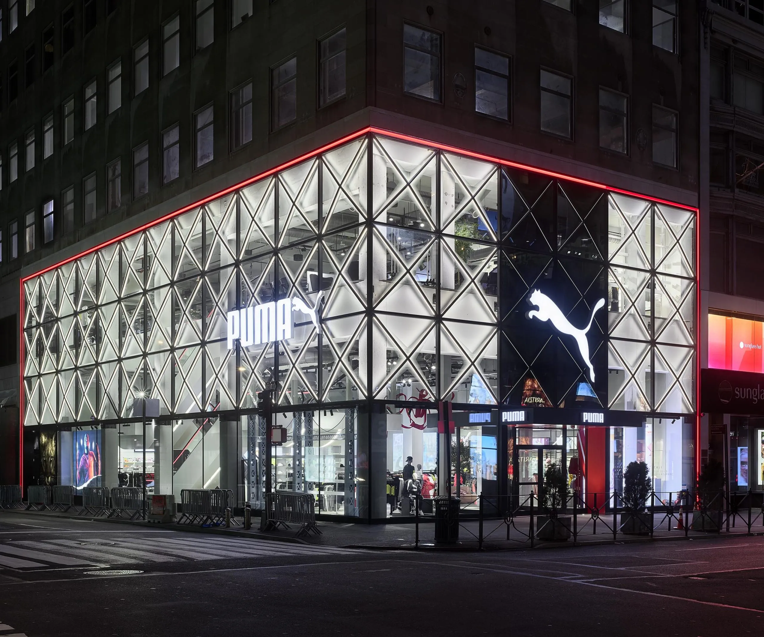 PUMA exterior at night