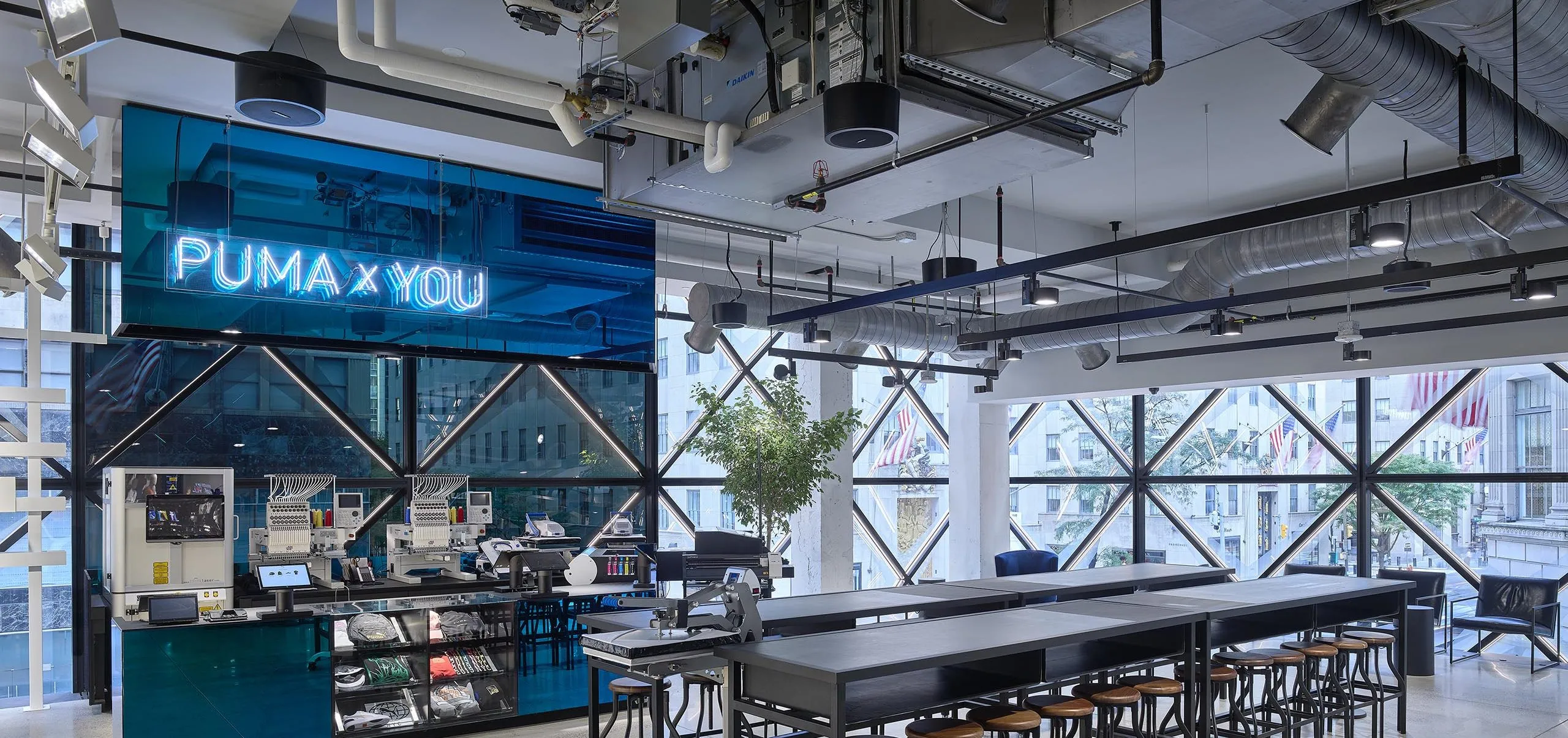 Interior of PUMA store with table and chairs