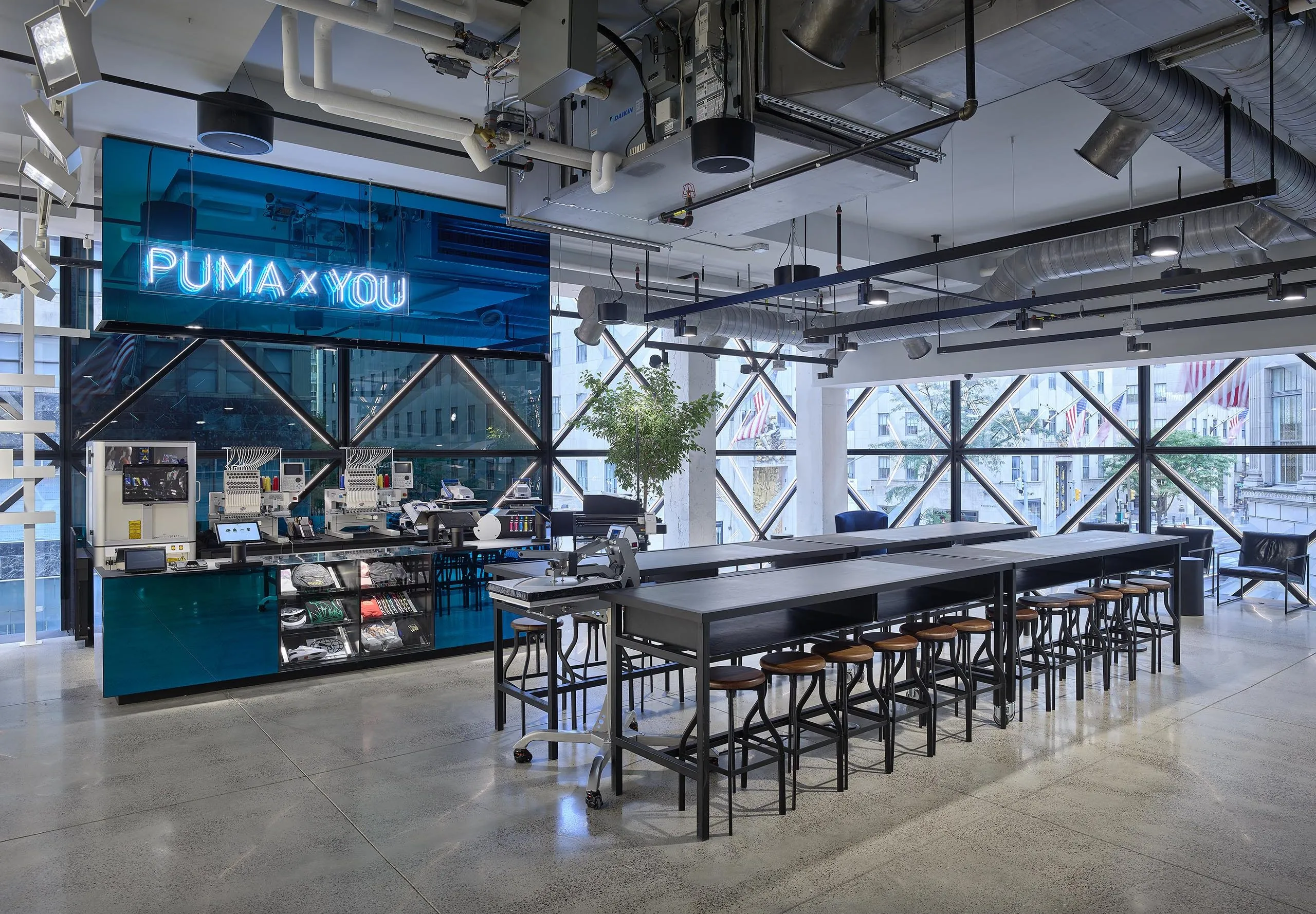 Interior of PUMA store with table and chairs