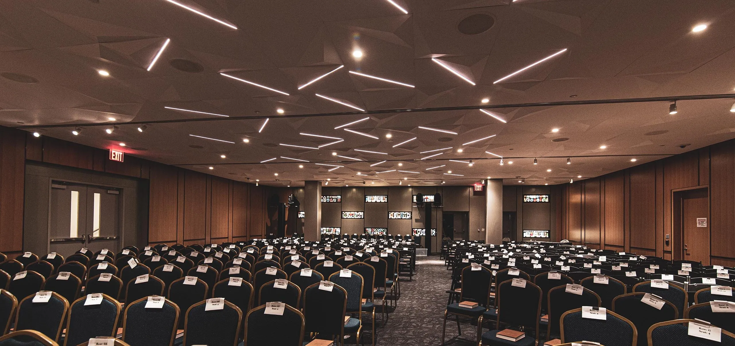 Chairs in auditorium at Park Avenue Synagogue