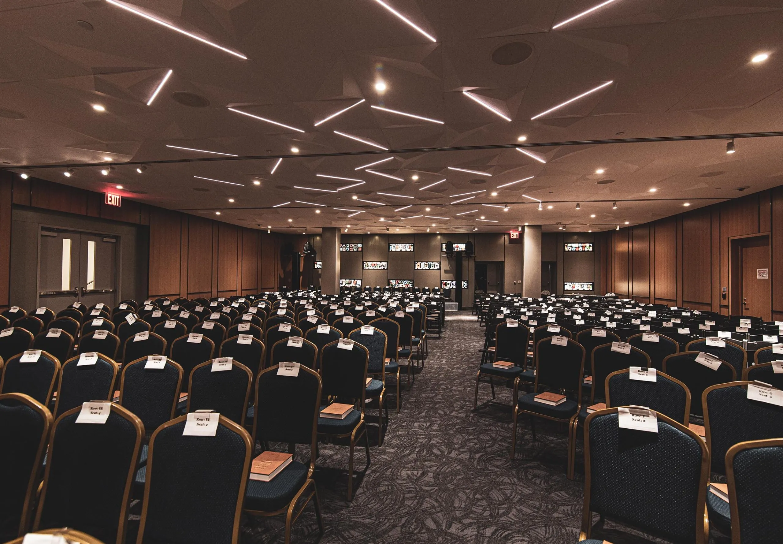 Chairs in auditorium at Park Avenue Synagogue