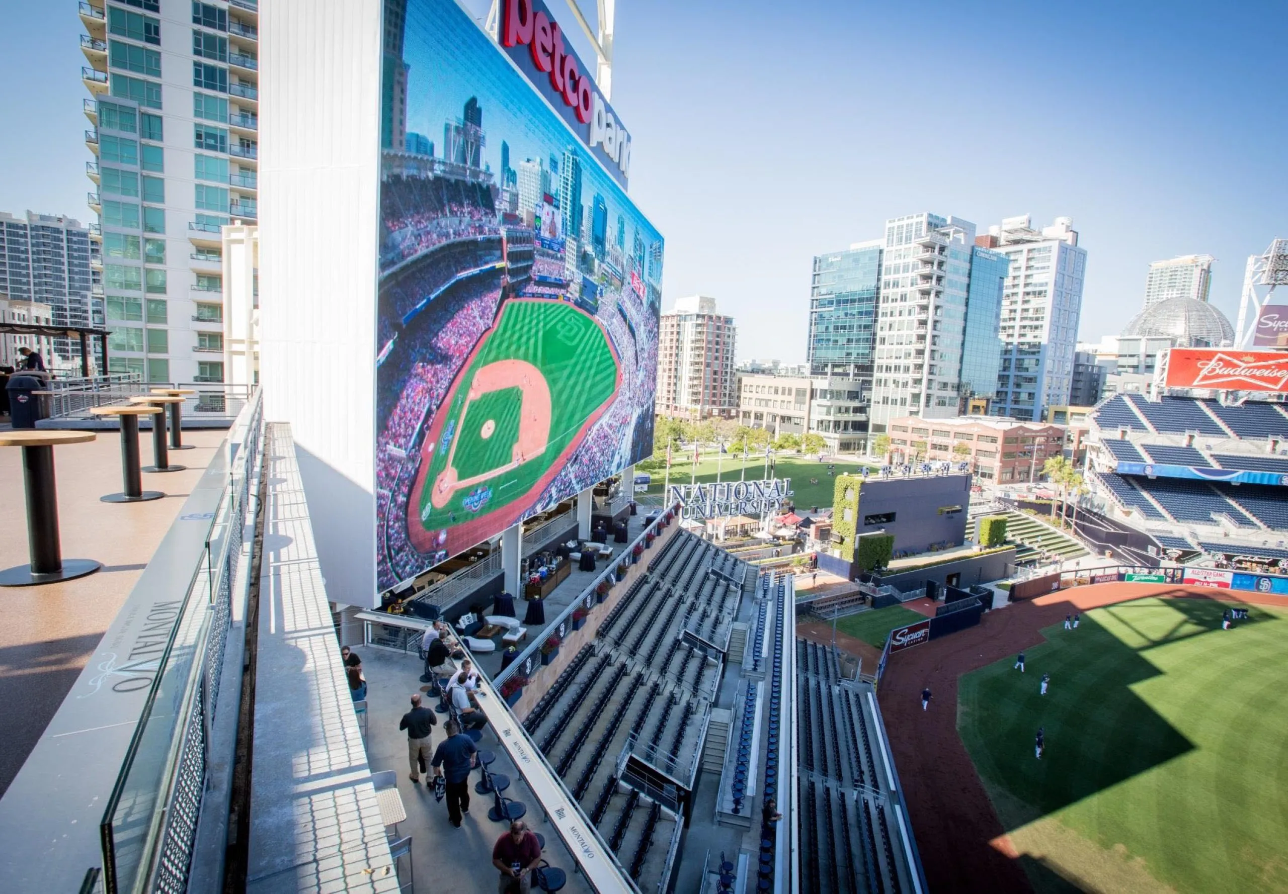 stadium seating view of the big screen at petco park