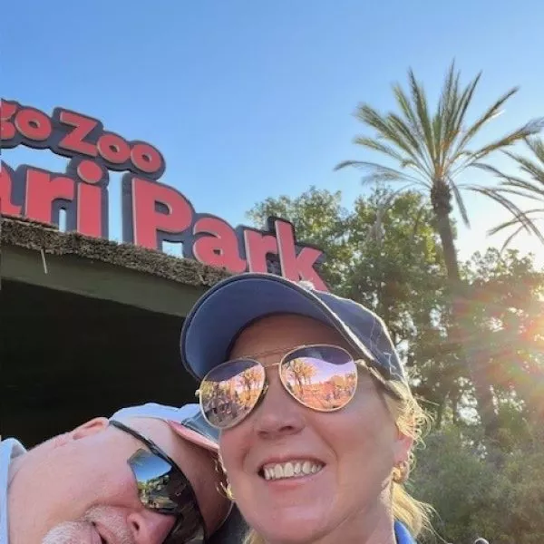 Caren Jenkins with a man at the San Diego Zoo