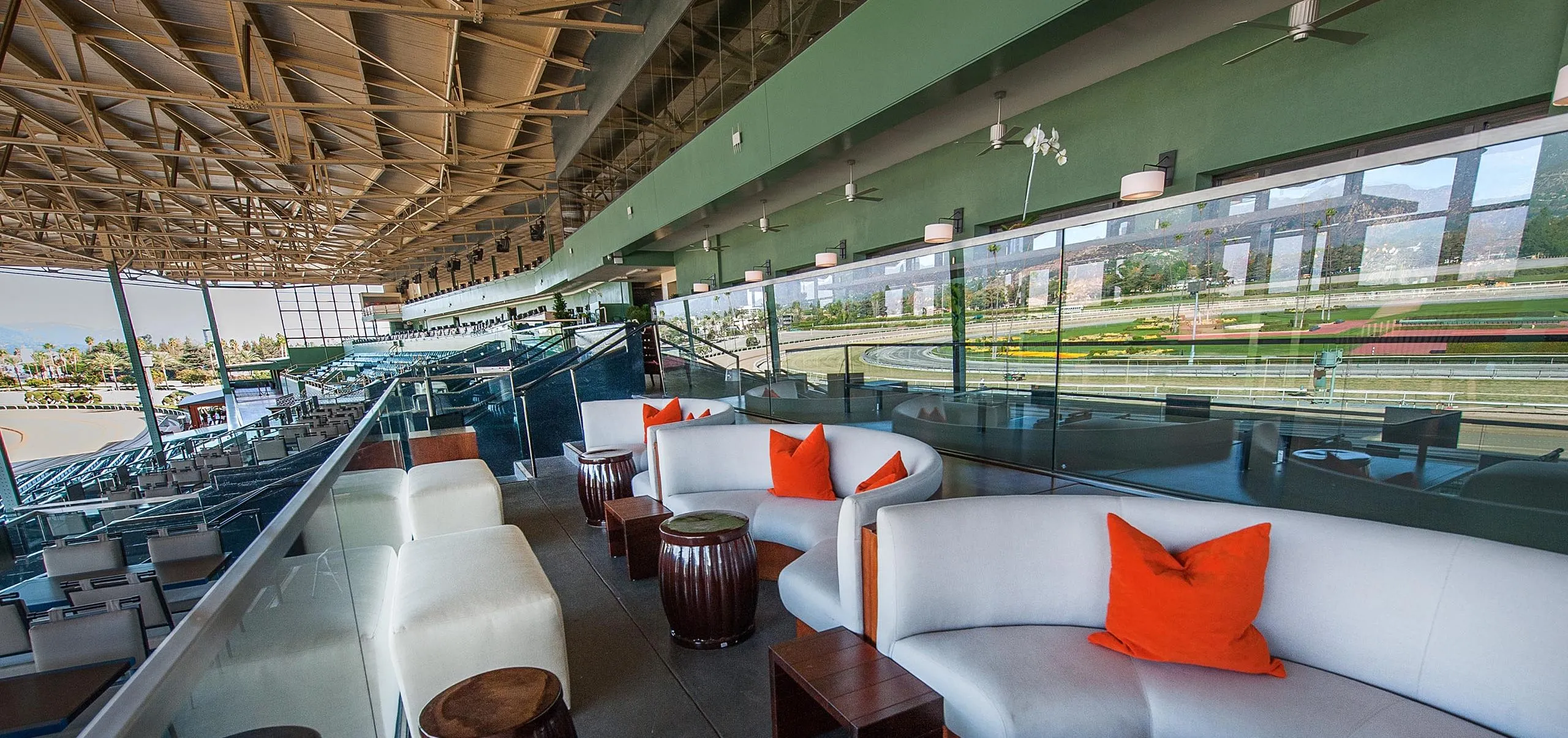 Outdoor seating lounge at Santa Anita Park