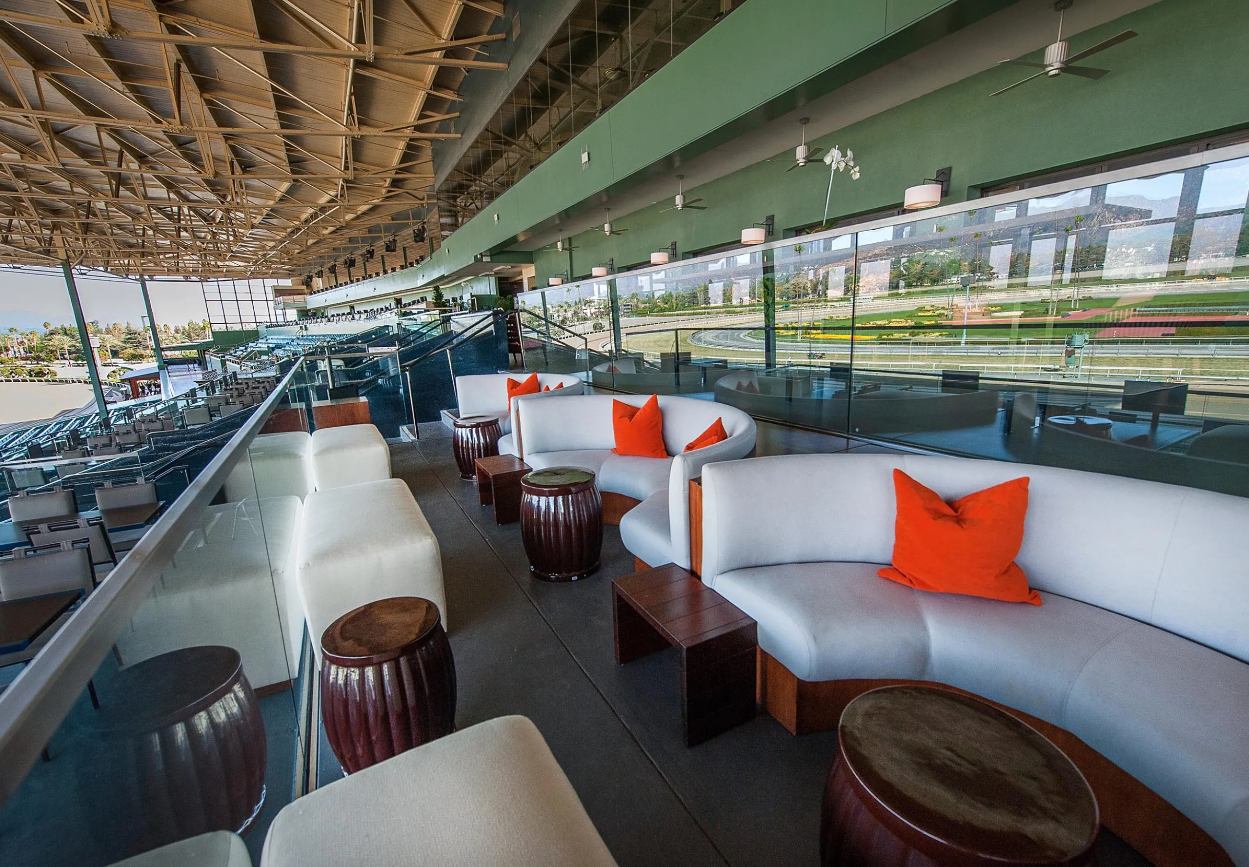 Outdoor seating lounge at Santa Anita Park