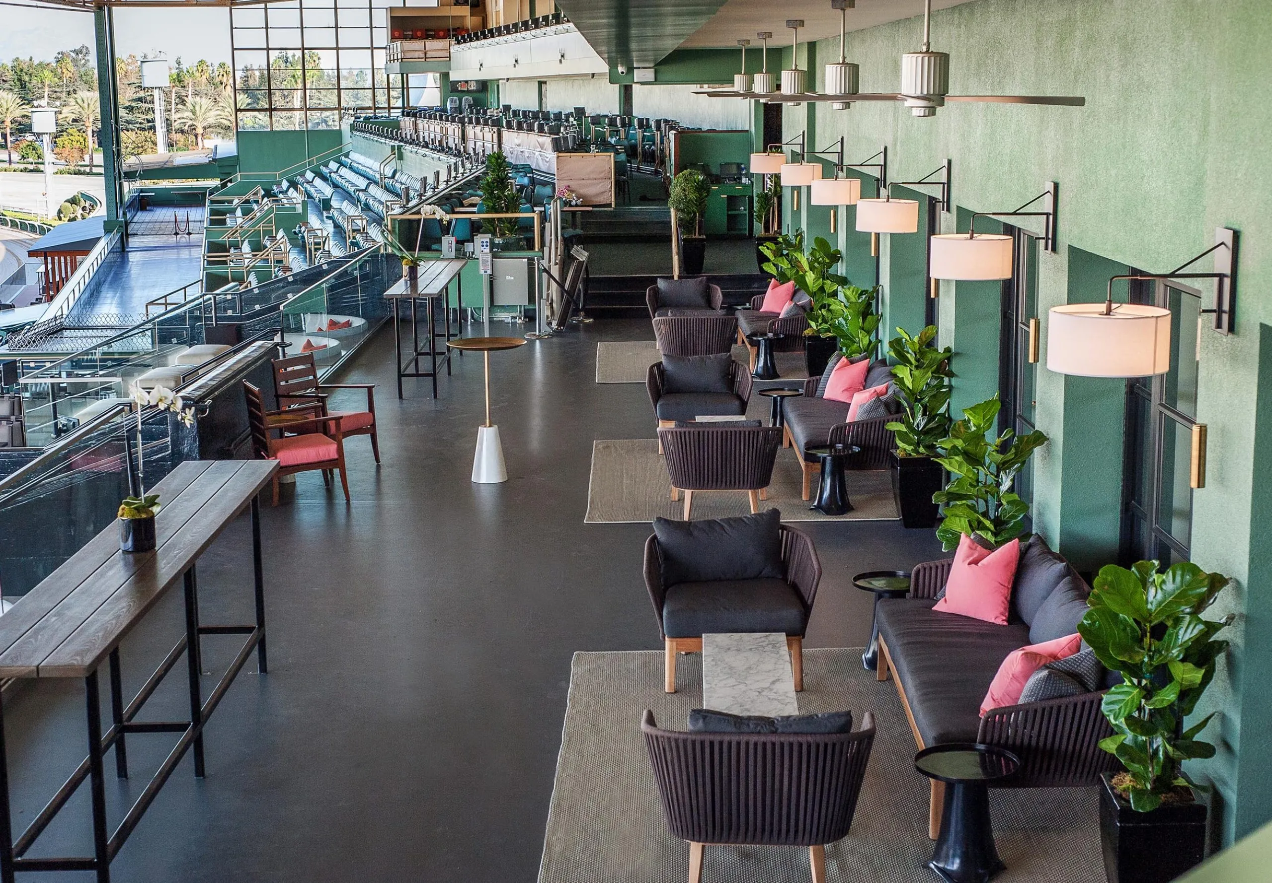 Outdoor lounge at Santa Anita Park