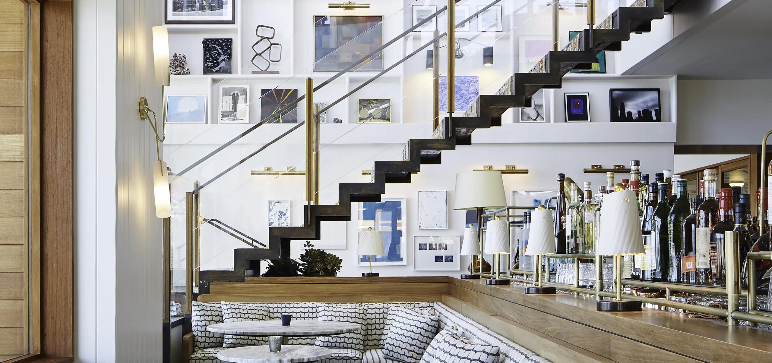 Interior view of the bar at the Soho Little Beach House