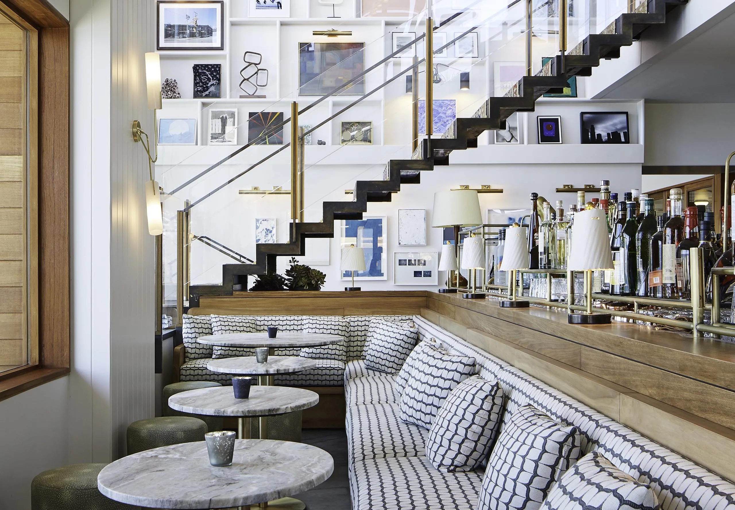 Interior view of the bar at the Soho Little Beach House