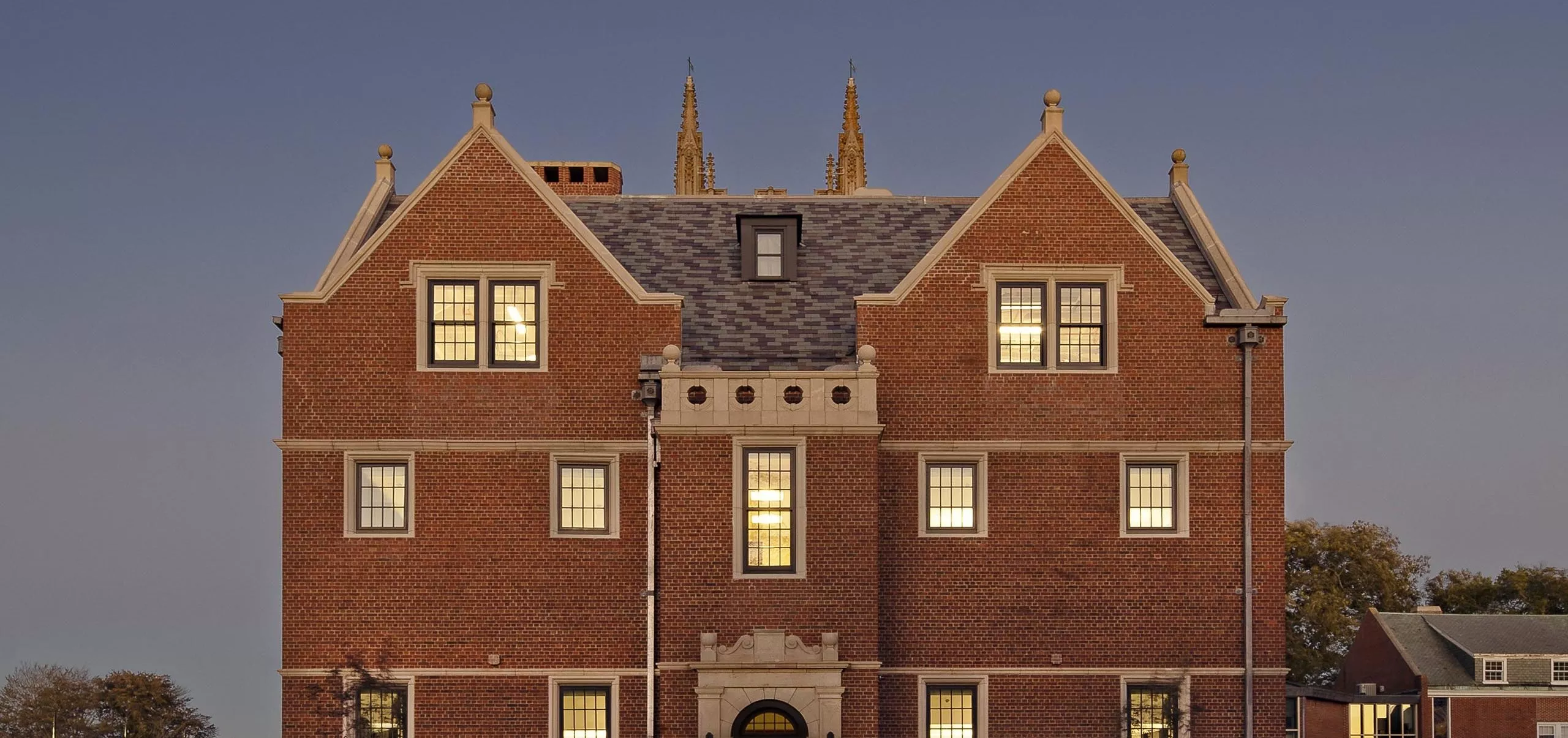 Historic exterior of St. George's School Memorial Schoolhouse