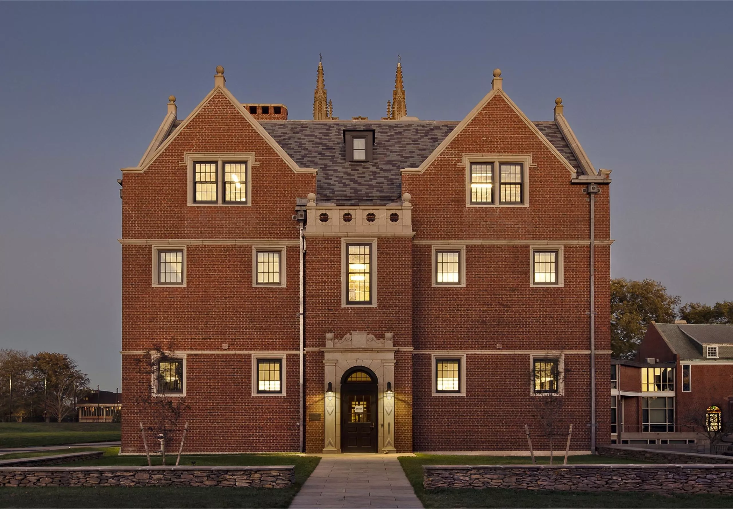 Historic exterior of St. George's School Memorial Schoolhouse