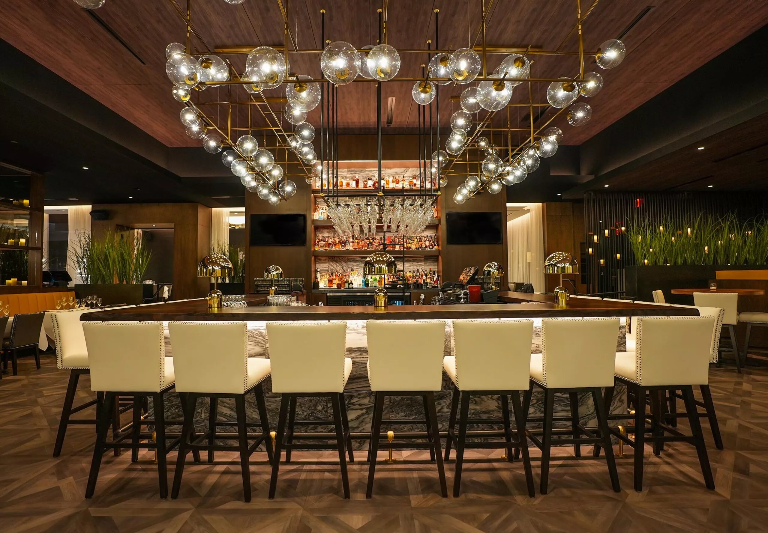 Interior view of the bar at Steak 48