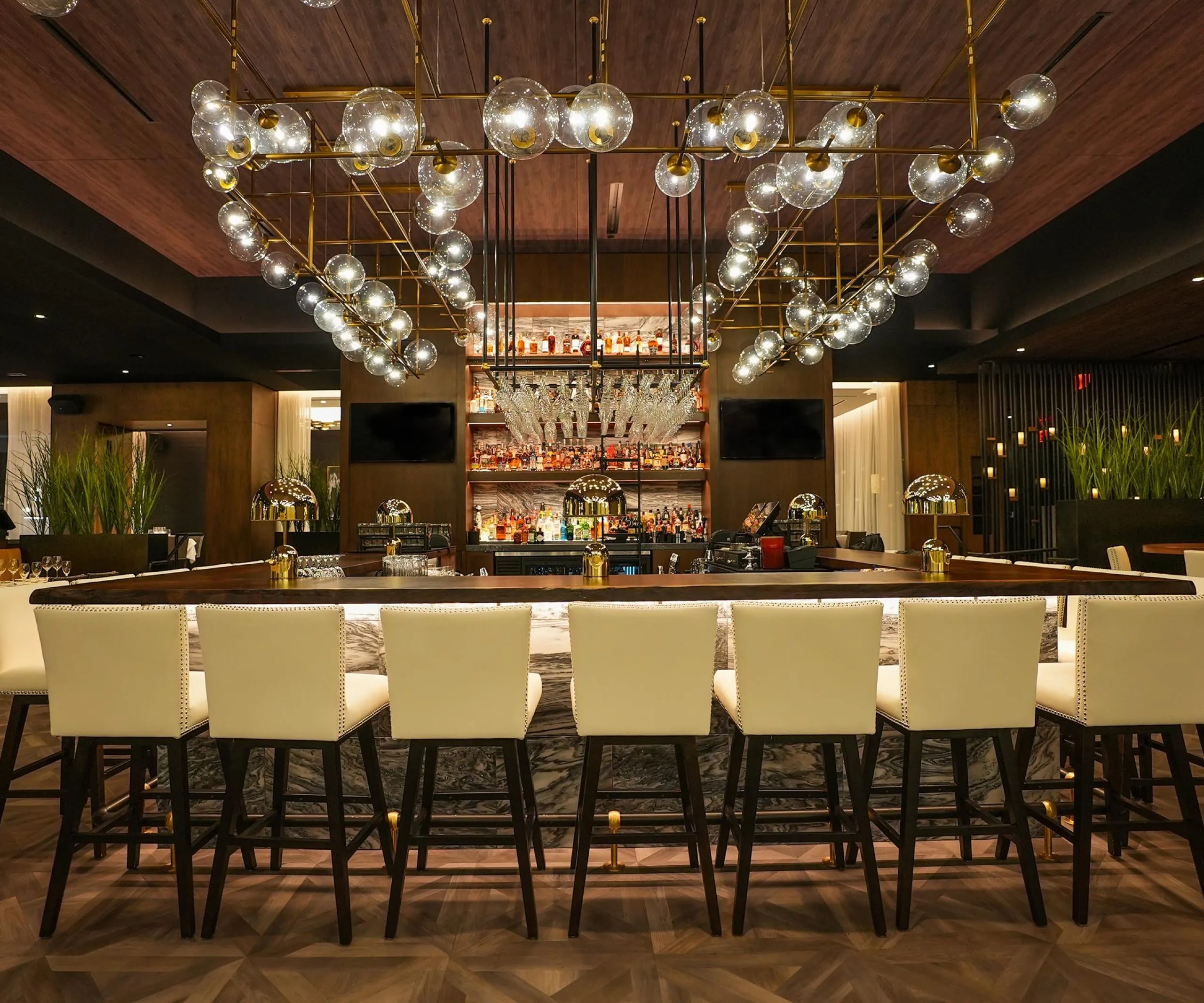 Interior view of the bar at Steak 48