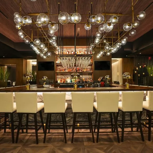 Interior view of the bar at Steak 48